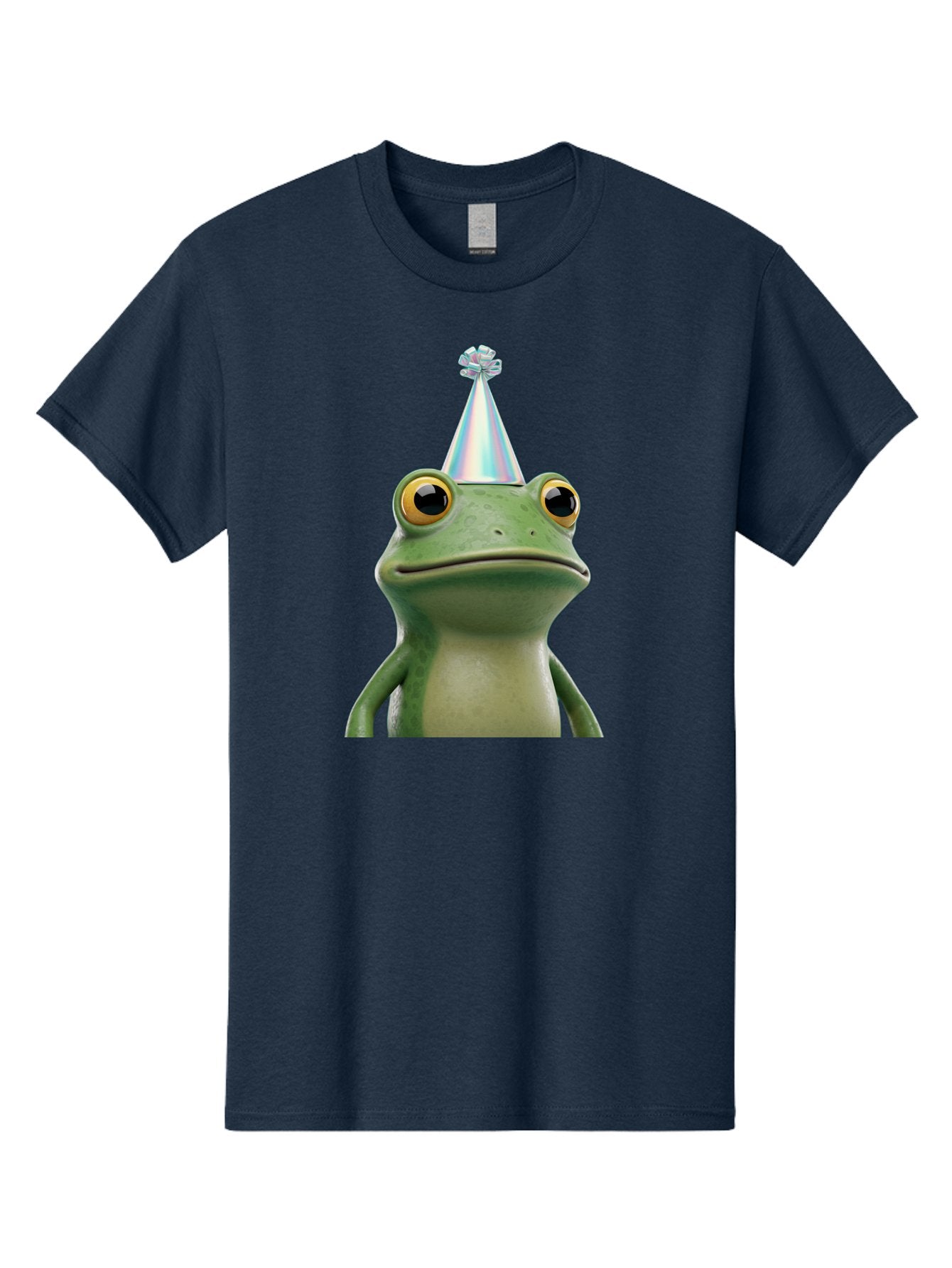 Frog-With-Party-Hat-2 Men'S Graphic Tee, 100% Cotton, Comfortable Casual Summer Wear, Machine Washable, 3D Cartoon Frog, Party Hat, Celebration, Festive Atmosphere, Funny Animal, Party Accessories, Shiny Hat, Comical Expression, Bab930 4