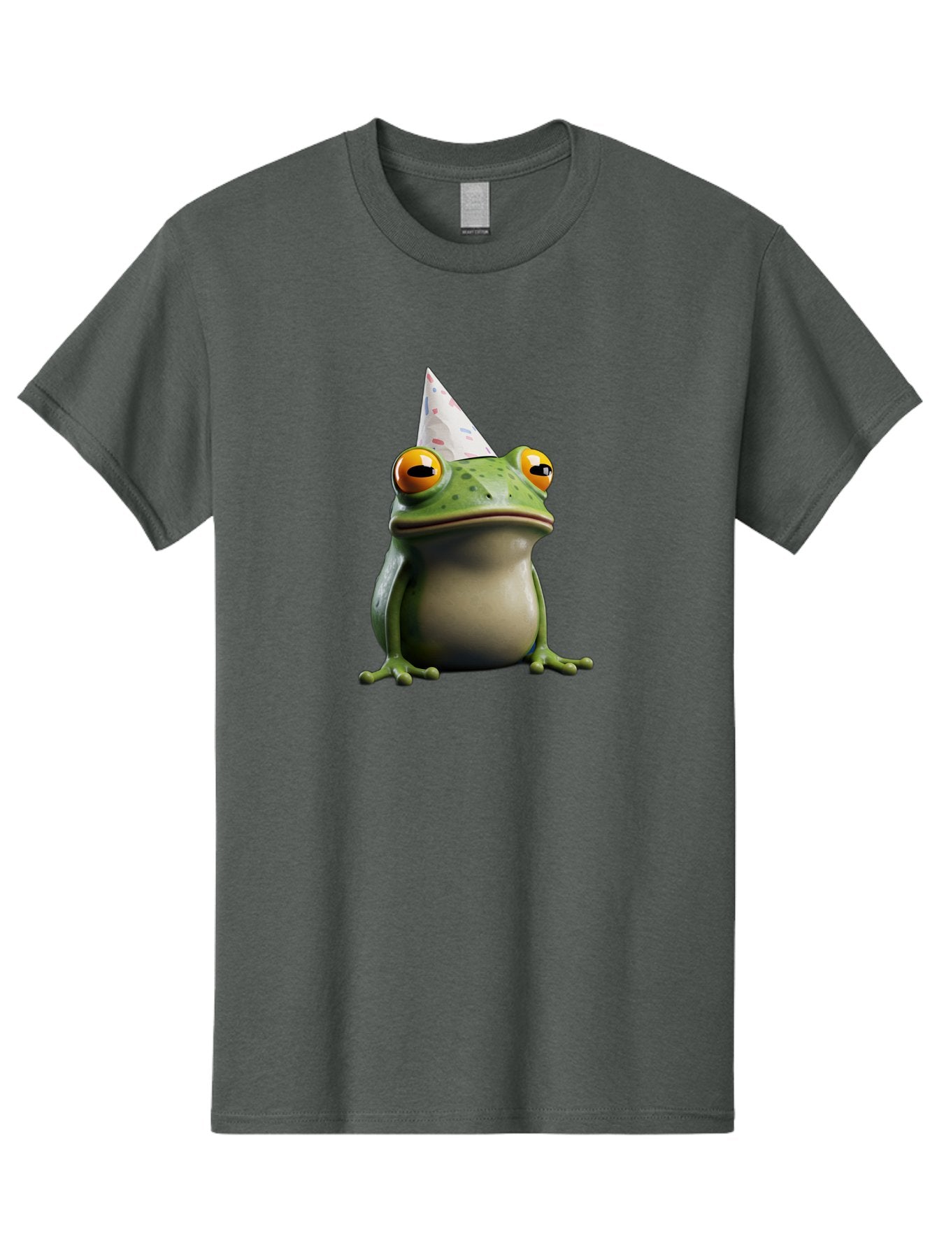 Frog-With-Party-Hat-3 Men'S Graphic Tee, 100% Cotton, Comfortable Casual Summer Wear, Machine Washable, Cartoon Frog, Party Hat, Celebration, Green Frog, Funny Animal, Festive Atmosphere, Comical Character, Joyful Scene, Cute Illustration, Bab931 14