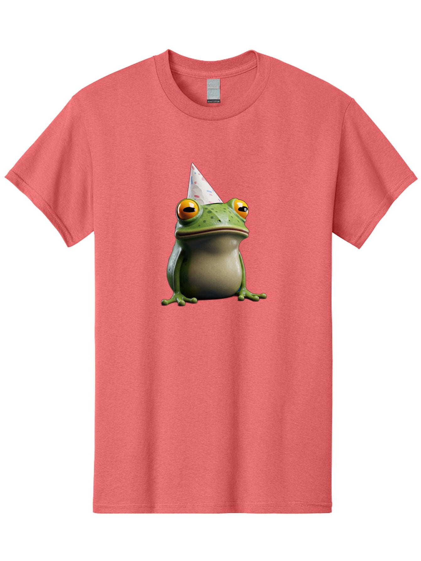 Frog-With-Party-Hat-3 Men'S Graphic Tee, 100% Cotton, Comfortable Casual Summer Wear, Machine Washable, Cartoon Frog, Party Hat, Celebration, Green Frog, Funny Animal, Festive Atmosphere, Comical Character, Joyful Scene, Cute Illustration, Bab931 13