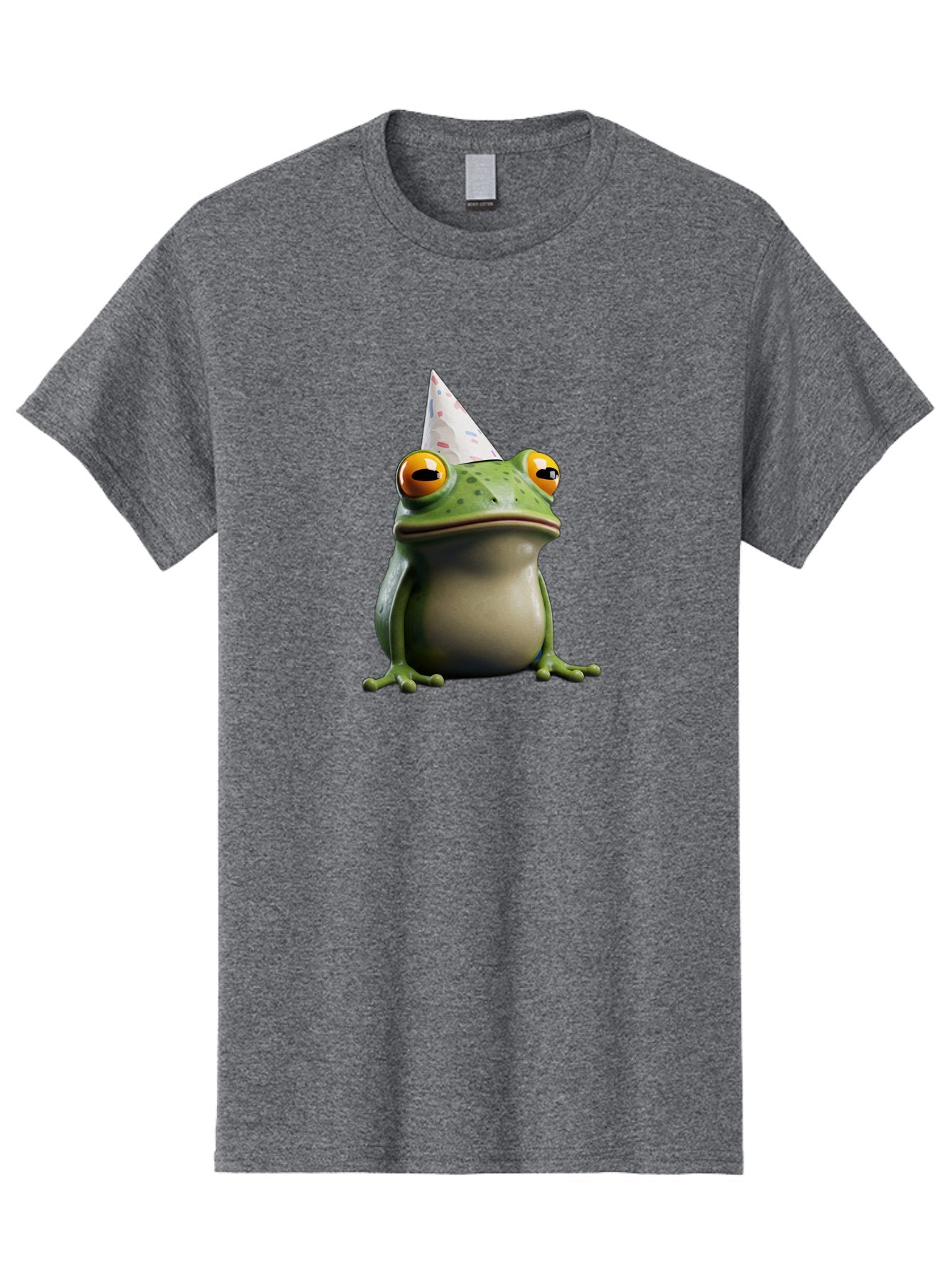 Frog-With-Party-Hat-3 Men'S Graphic Tee, 100% Cotton, Comfortable Casual Summer Wear, Machine Washable, Cartoon Frog, Party Hat, Celebration, Green Frog, Funny Animal, Festive Atmosphere, Comical Character, Joyful Scene, Cute Illustration, Bab931 4
