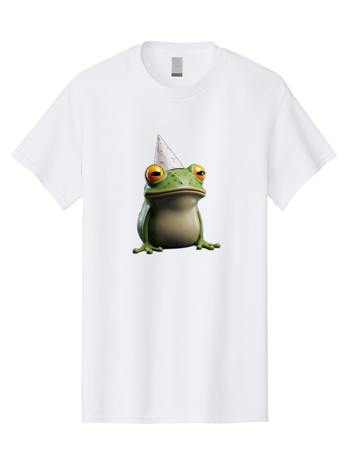 Frog-With-Party-Hat-3 Men'S Graphic Tee, 100% Cotton, Comfortable Casual Summer Wear, Machine Washable, Cartoon Frog, Party Hat, Celebration, Green Frog, Funny Animal, Festive Atmosphere, Comical Character, Joyful Scene, Cute Illustration, Bab931 5