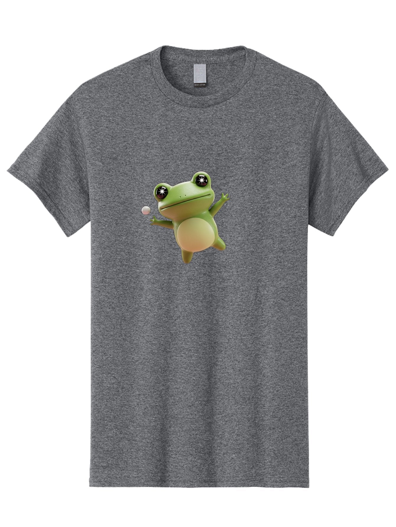 Frog Men'S Graphic Tee, 100% Cotton, Comfortable Casual Summer Wear, Machine Washable, Cartoon Frog, Playing With A Ball, Playful Frog, 3D Character, Animated Character, Funny Animal, Amusing Illustration, Frolicking Frog, Whimsical Creature Bab934 4