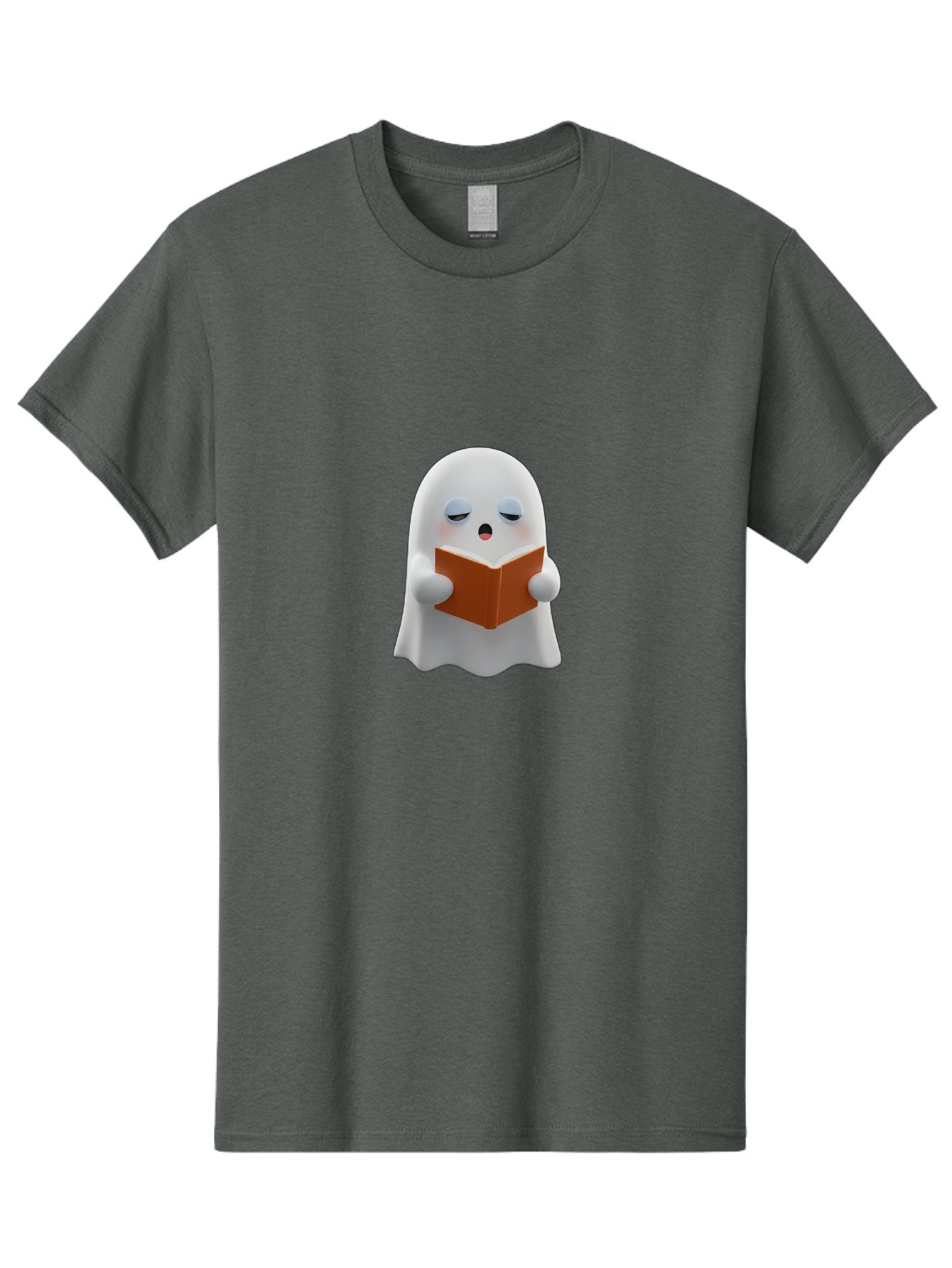 Ghost-Reading-Book Men'S Graphic Tee, 100% Cotton, Comfortable Casual Summer Wear, Machine Washable, White Ghost, Reading A Book, Cartoon Character, 3D Illustration, Cute Ghost, Ghostly Figure, Bookworm, Adorable, Funny, Spooky, Halloween, Bab939 6
