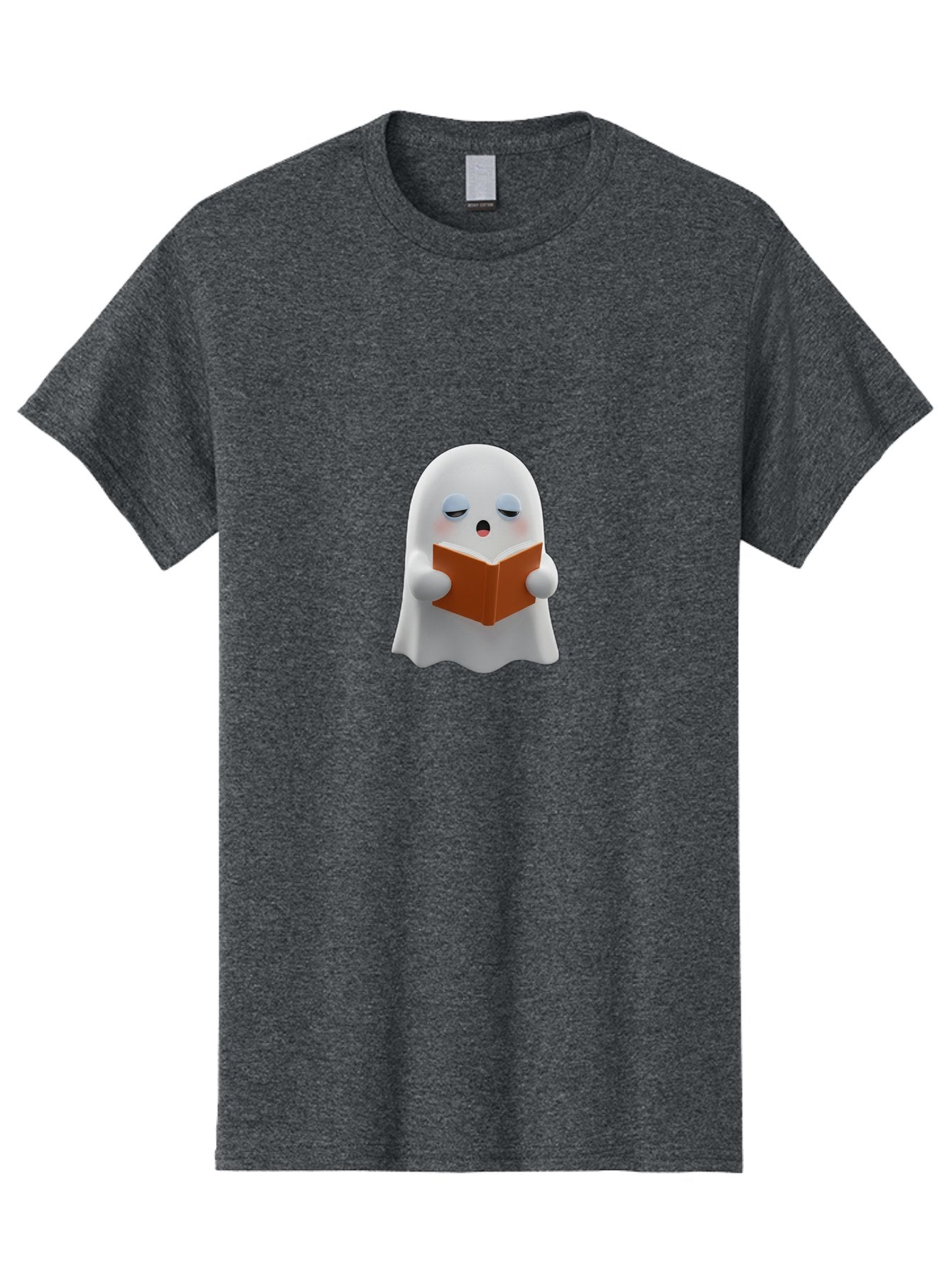 Ghost-Reading-Book Men'S Graphic Tee, 100% Cotton, Comfortable Casual Summer Wear, Machine Washable, White Ghost, Reading A Book, Cartoon Character, 3D Illustration, Cute Ghost, Ghostly Figure, Bookworm, Adorable, Funny, Spooky, Halloween, Bab939 5