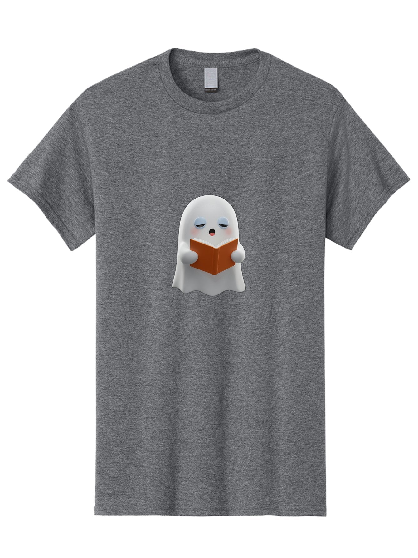 Ghost-Reading-Book Men'S Graphic Tee, 100% Cotton, Comfortable Casual Summer Wear, Machine Washable, White Ghost, Reading A Book, Cartoon Character, 3D Illustration, Cute Ghost, Ghostly Figure, Bookworm, Adorable, Funny, Spooky, Halloween, Bab939 14