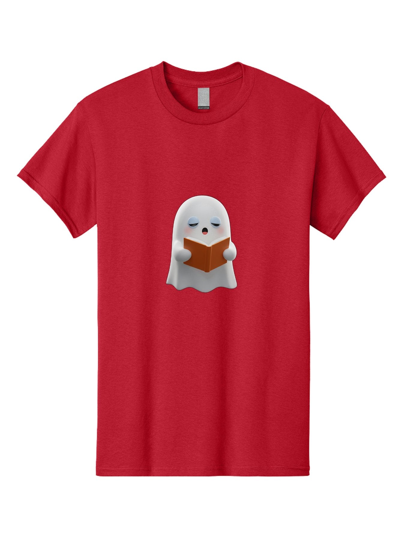 Ghost-Reading-Book Men'S Graphic Tee, 100% Cotton, Comfortable Casual Summer Wear, Machine Washable, White Ghost, Reading A Book, Cartoon Character, 3D Illustration, Cute Ghost, Ghostly Figure, Bookworm, Adorable, Funny, Spooky, Halloween, Bab939 13