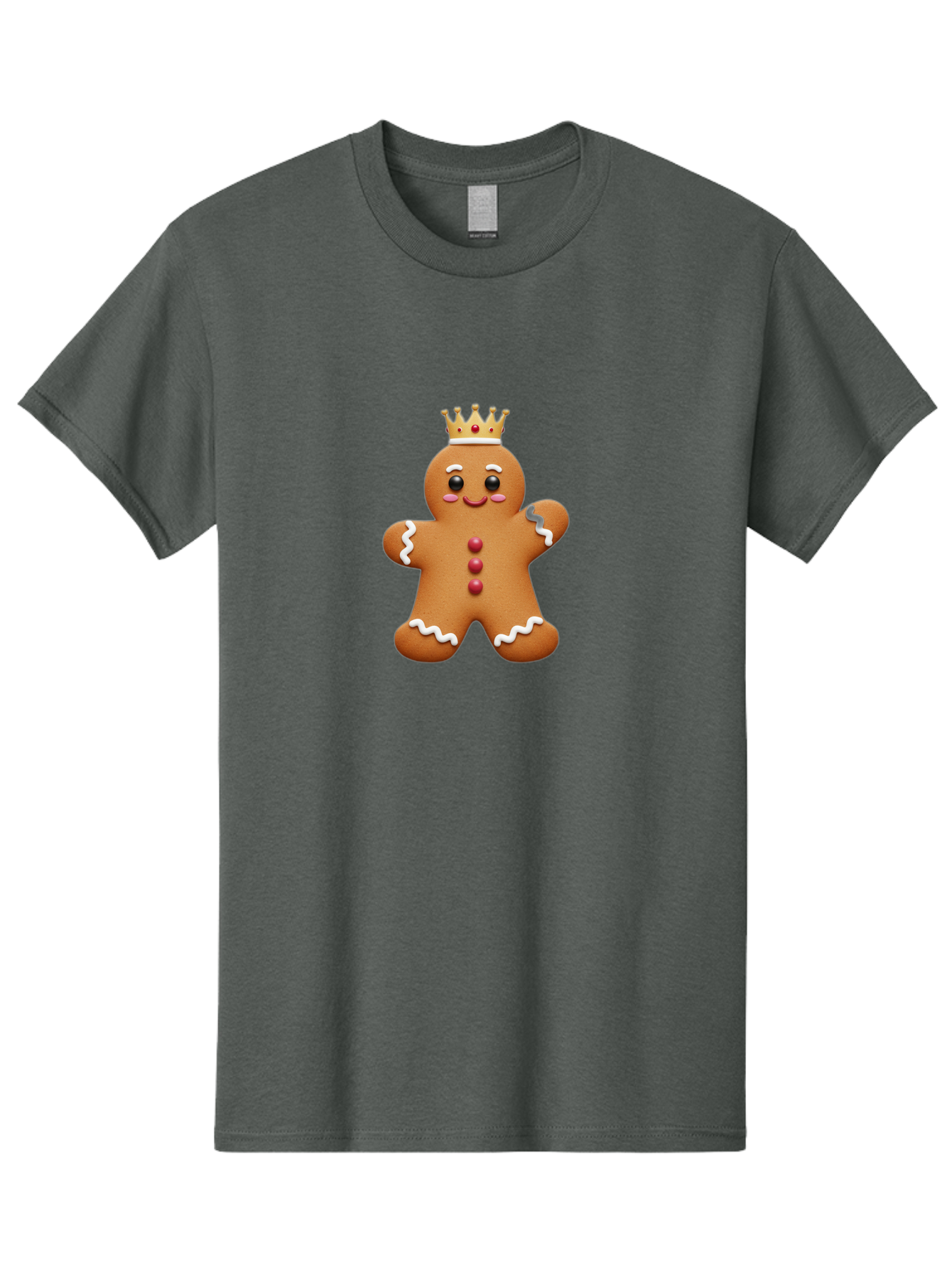 Gingerbread-King Men'S Graphic Tee, 100% Cotton, Comfortable Casual Summer Wear, Machine Washable, Gingerbread Man, Cartoon Cookie, Holiday Sweets, Festive Treats, Christmas Cookie, Royal Icing, Sweet Treats, Cookie Crown Bab940 4