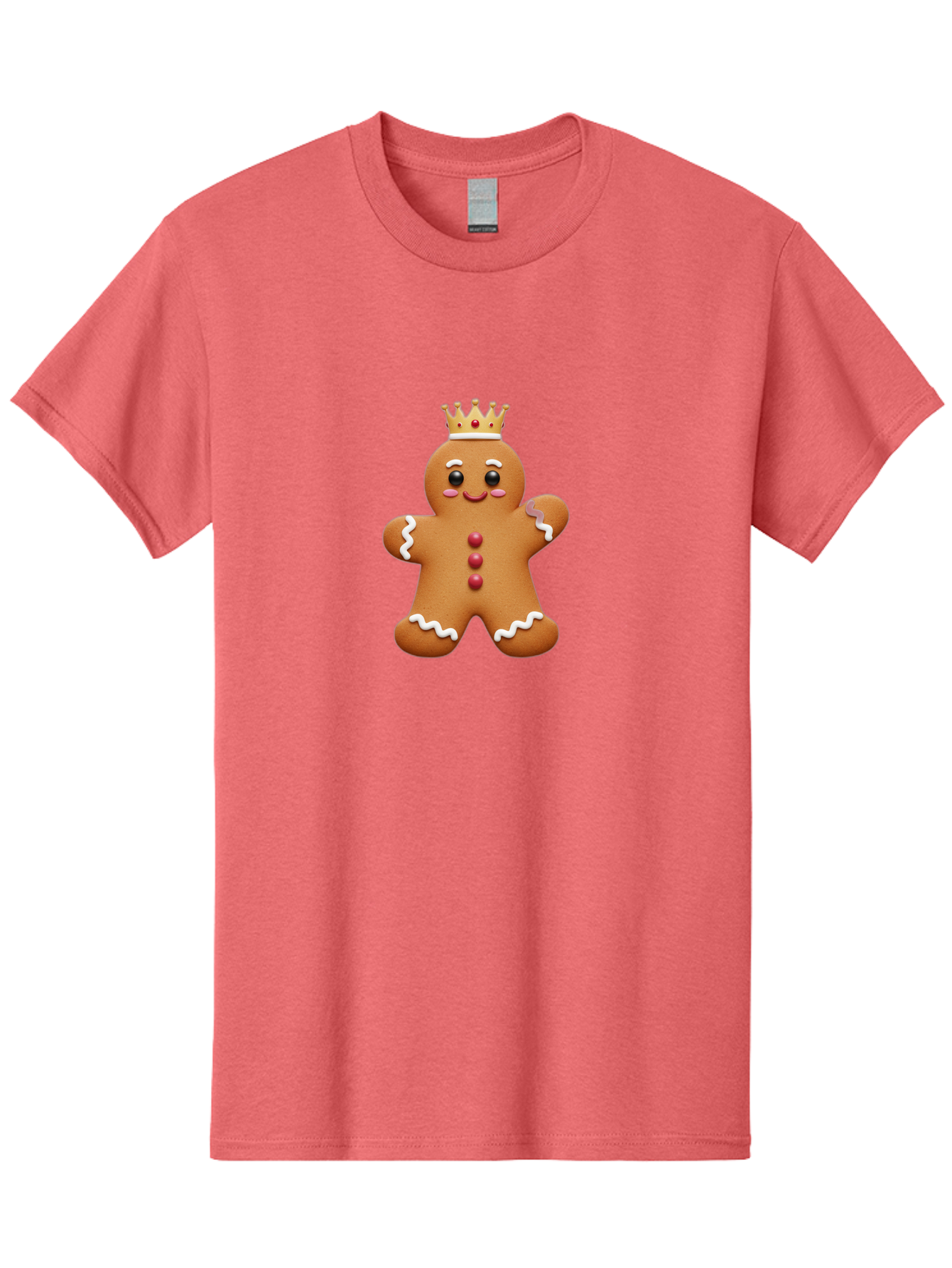 Gingerbread-King Men'S Graphic Tee, 100% Cotton, Comfortable Casual Summer Wear, Machine Washable, Gingerbread Man, Cartoon Cookie, Holiday Sweets, Festive Treats, Christmas Cookie, Royal Icing, Sweet Treats, Cookie Crown Bab940 7
