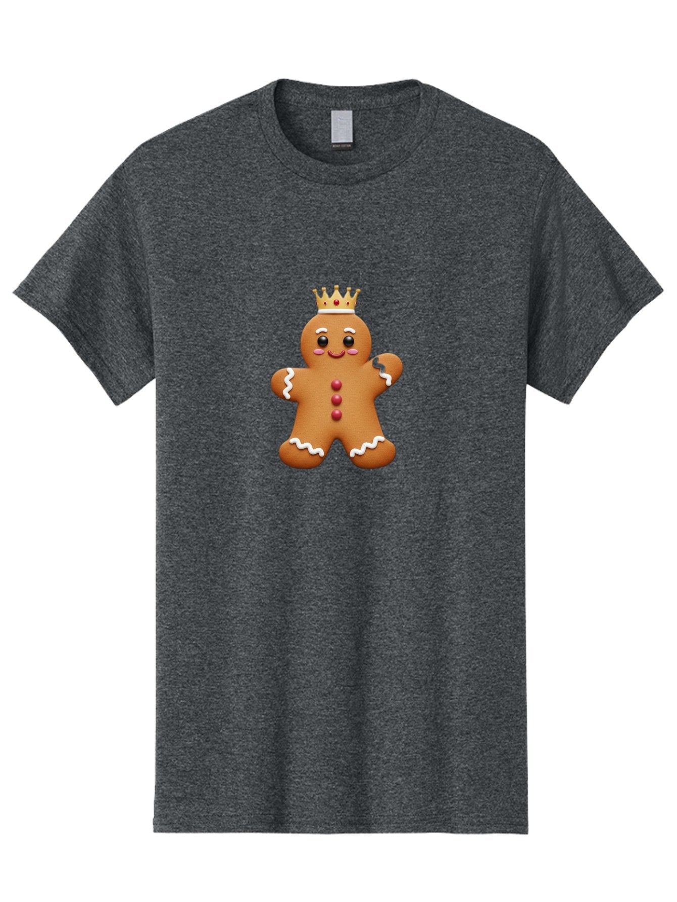 Gingerbread-King Men'S Graphic Tee, 100% Cotton, Comfortable Casual Summer Wear, Machine Washable, Gingerbread Man, Cartoon Cookie, Holiday Sweets, Festive Treats, Christmas Cookie, Royal Icing, Sweet Treats, Cookie Crown Bab940 12
