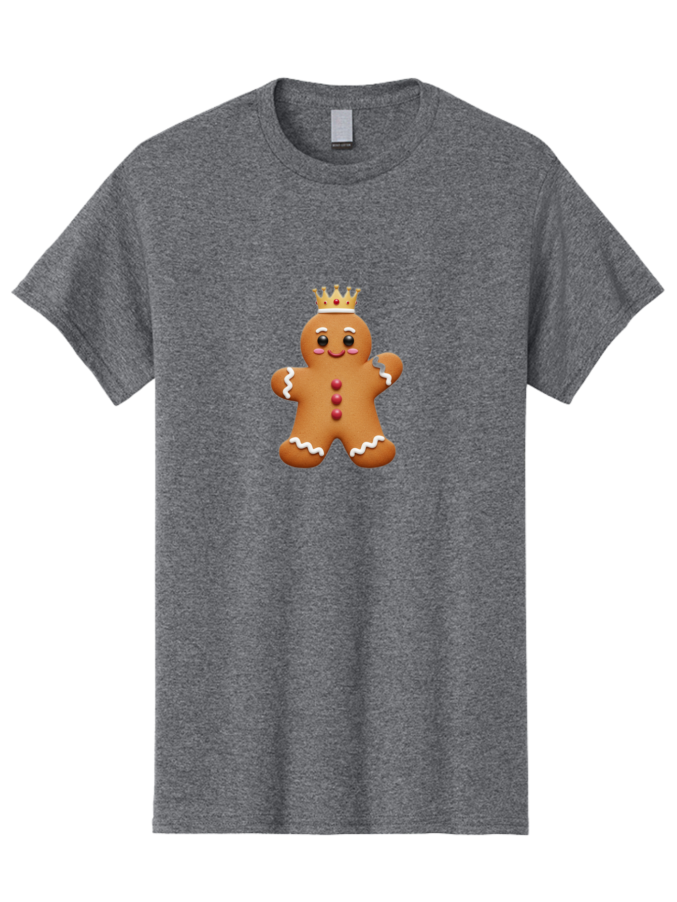 Gingerbread-King Men'S Graphic Tee, 100% Cotton, Comfortable Casual Summer Wear, Machine Washable, Gingerbread Man, Cartoon Cookie, Holiday Sweets, Festive Treats, Christmas Cookie, Royal Icing, Sweet Treats, Cookie Crown Bab940 15