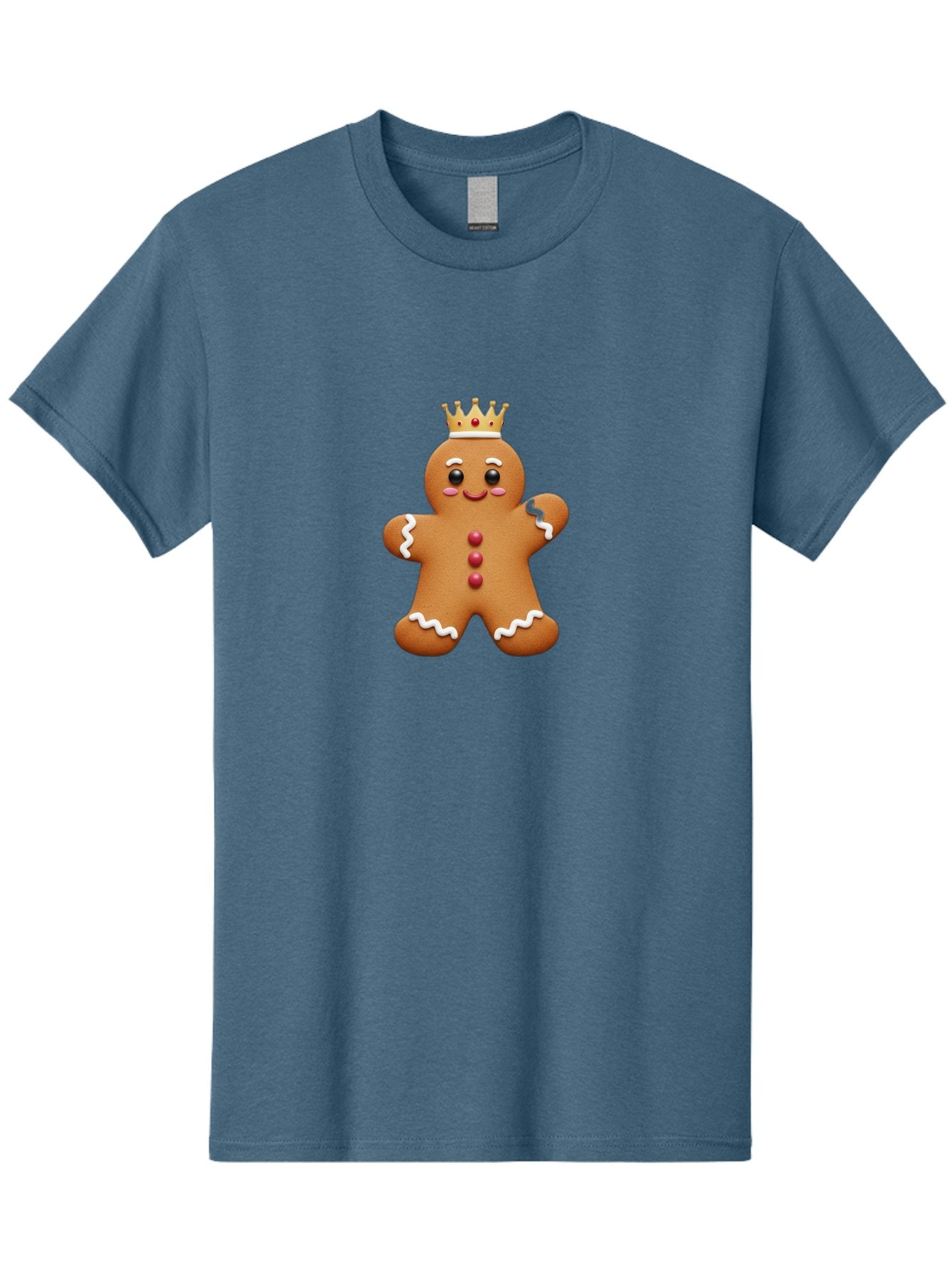 Gingerbread-King Men'S Graphic Tee, 100% Cotton, Comfortable Casual Summer Wear, Machine Washable, Gingerbread Man, Cartoon Cookie, Holiday Sweets, Festive Treats, Christmas Cookie, Royal Icing, Sweet Treats, Cookie Crown Bab940