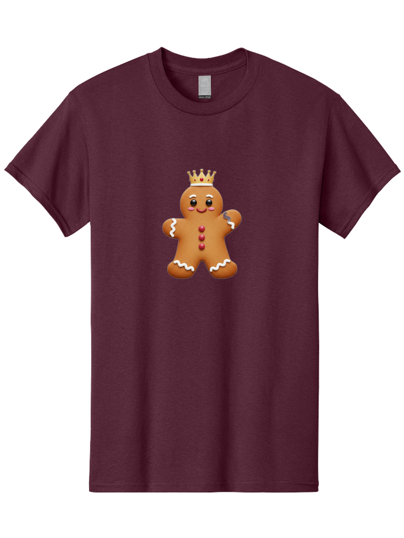Gingerbread-King Men'S Graphic Tee, 100% Cotton, Comfortable Casual Summer Wear, Machine Washable, Gingerbread Man, Cartoon Cookie, Holiday Sweets, Festive Treats, Christmas Cookie, Royal Icing, Sweet Treats, Cookie Crown Bab940 8