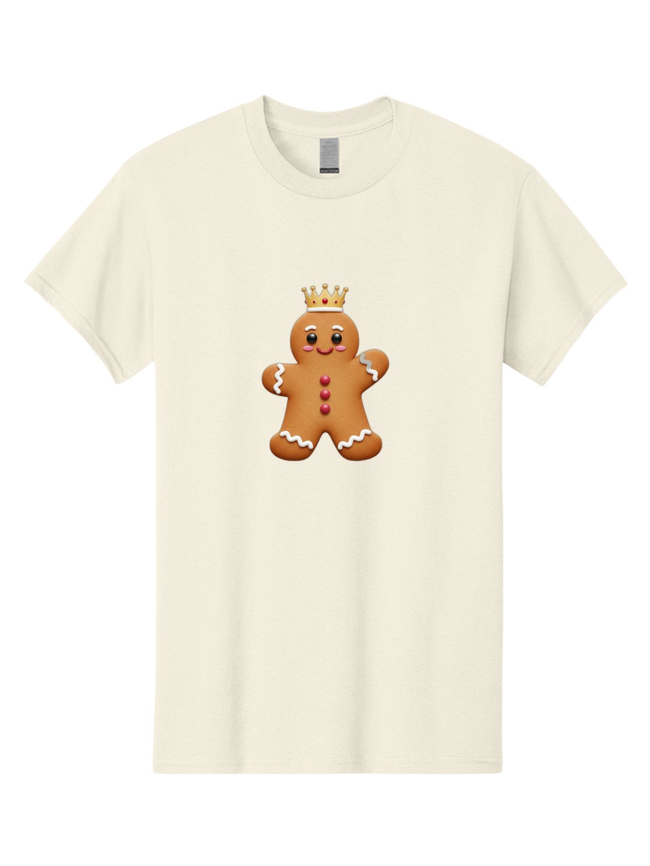 Gingerbread-King Men'S Graphic Tee, 100% Cotton, Comfortable Casual Summer Wear, Machine Washable, Gingerbread Man, Cartoon Cookie, Holiday Sweets, Festive Treats, Christmas Cookie, Royal Icing, Sweet Treats, Cookie Crown Bab940