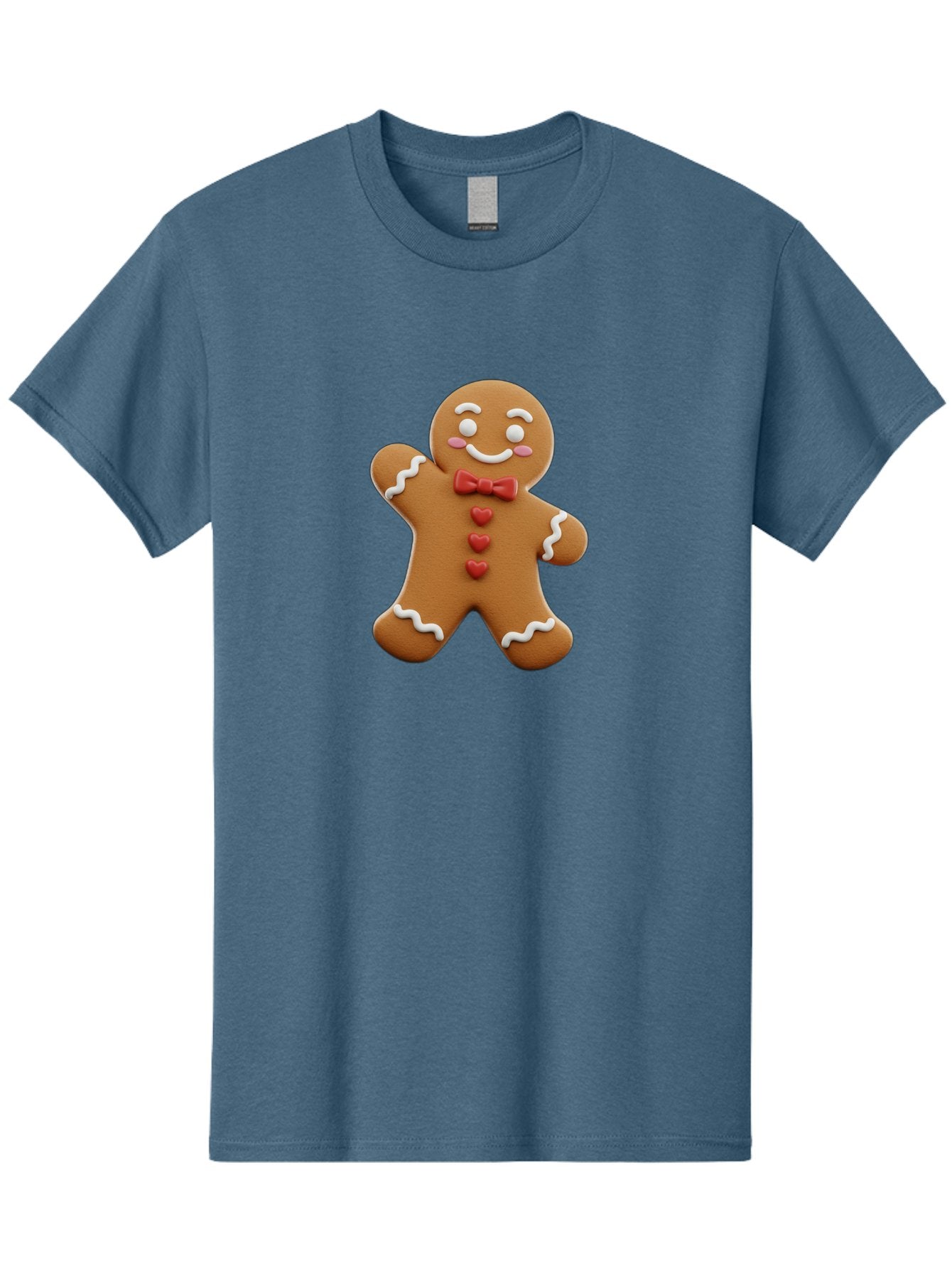 Gingerbread-Man-1 Men'S Graphic Tee, 100% Cotton, Comfortable Casual Summer Wear, Machine Washable, Gingerbread Man, Sweet Treat, Holiday Baking, Festive Cookie, Whimsical Design, Red Bow Tie, White Icing, Heart Buttons, Cartoon Character Bab941 10