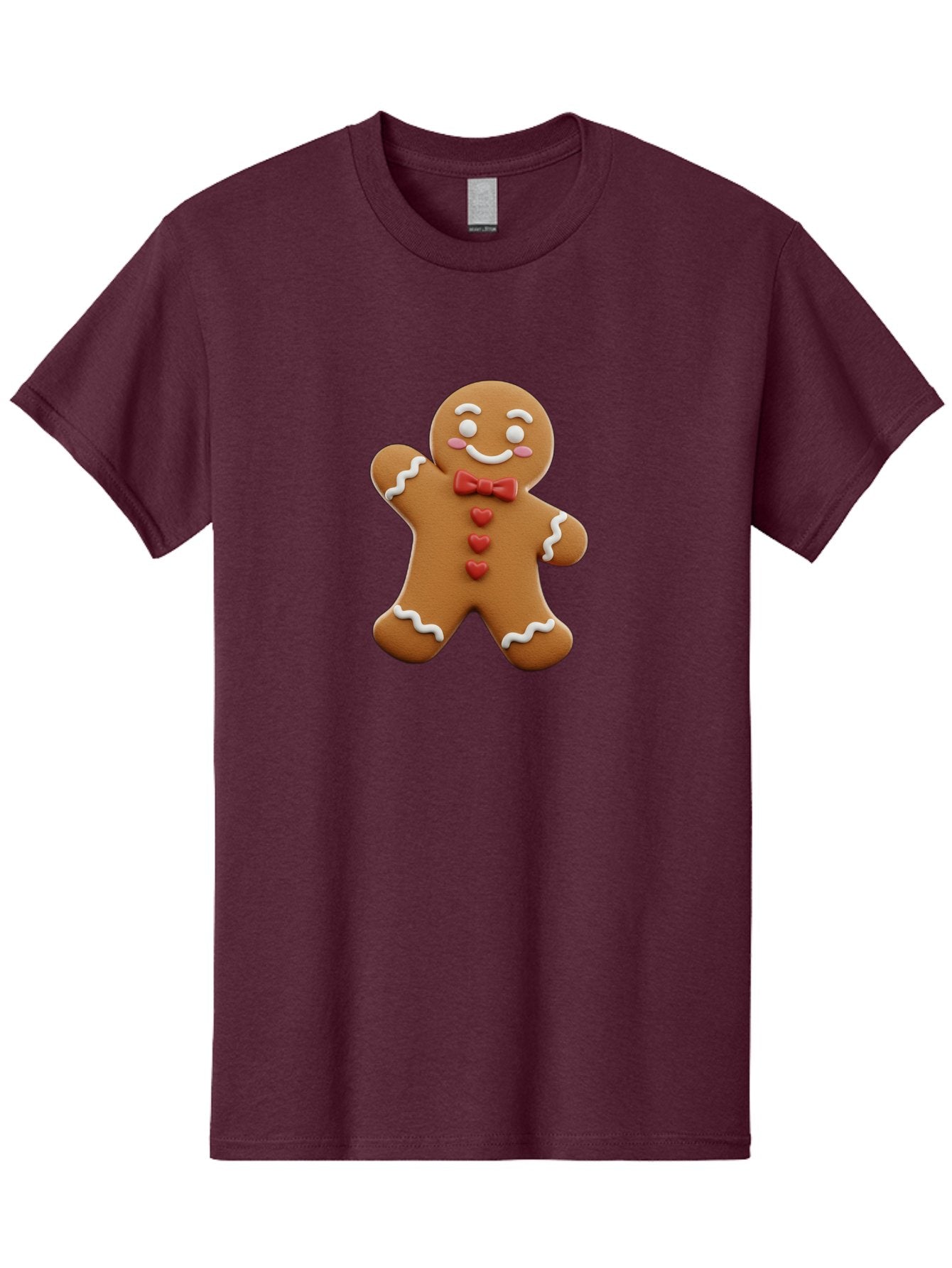 Gingerbread-Man-1 Men'S Graphic Tee, 100% Cotton, Comfortable Casual Summer Wear, Machine Washable, Gingerbread Man, Sweet Treat, Holiday Baking, Festive Cookie, Whimsical Design, Red Bow Tie, White Icing, Heart Buttons, Cartoon Character Bab941 14