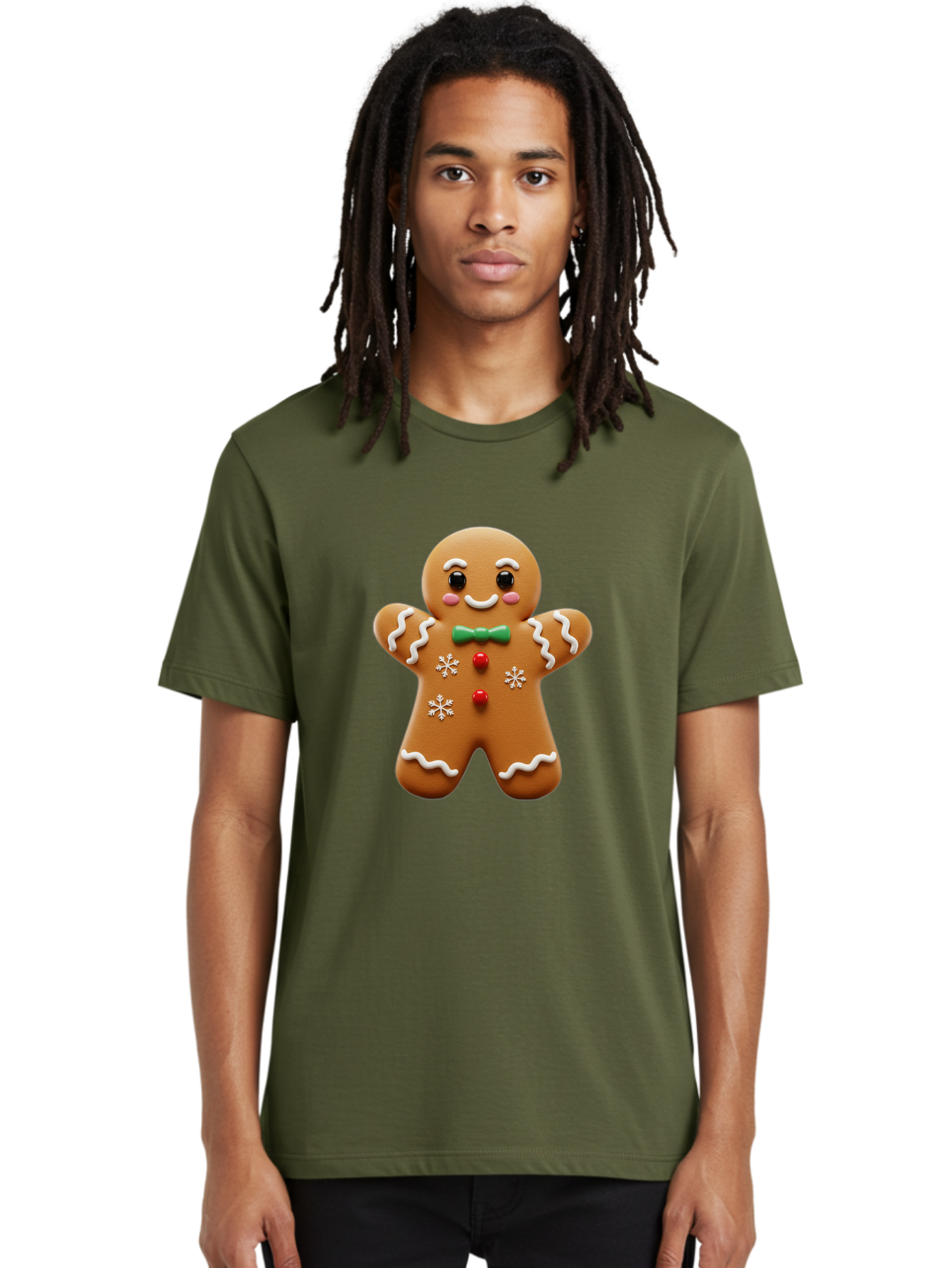 Gingerbread-Man-11 Men'S Graphic Tee, 100% Cotton, Comfortable Casual Summer Wear, Machine Washable, Gingerbread Man, Cartoon Character, Festive Treats, Holiday Cookies, Christmas Dessert, Baked Goods, Icing Decorations, Candy Buttons, Bab943 21