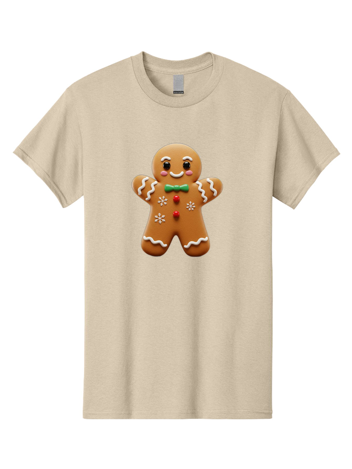 Gingerbread-Man-11 Men'S Graphic Tee, 100% Cotton, Comfortable Casual Summer Wear, Machine Washable, Gingerbread Man, Cartoon Character, Festive Treats, Holiday Cookies, Christmas Dessert, Baked Goods, Icing Decorations, Candy Buttons, Bab943 4