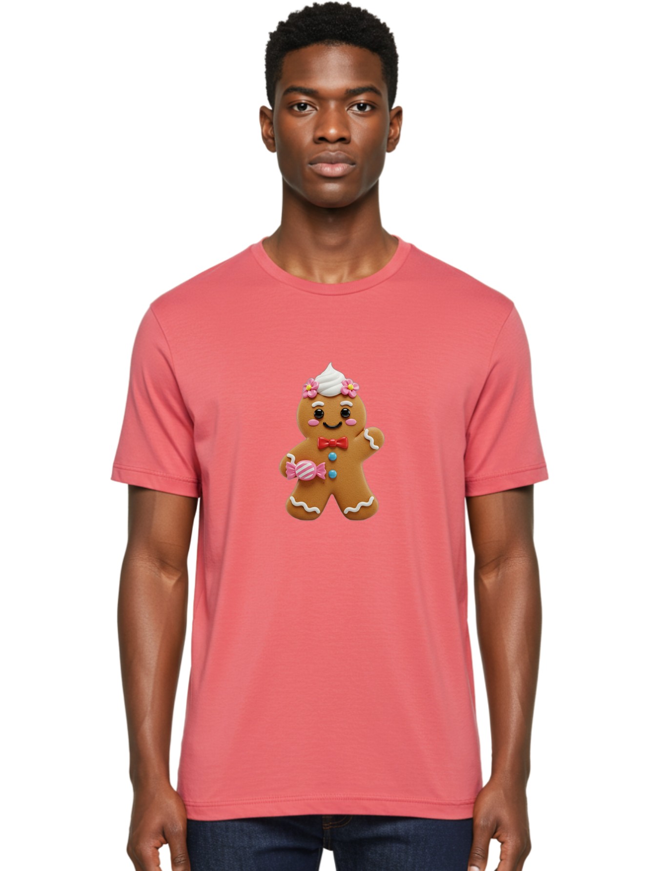 Gingerbread-Man-12 Men'S Graphic Tee, 100% Cotton, Comfortable Casual Summer Wear, Machine Washable, Gingerbread Man, Festive Cookie, Holiday Treat, Sweet Decoration, Christmas Dessert, Candy, Icing Details, Cartoonish Design, Bab944 28