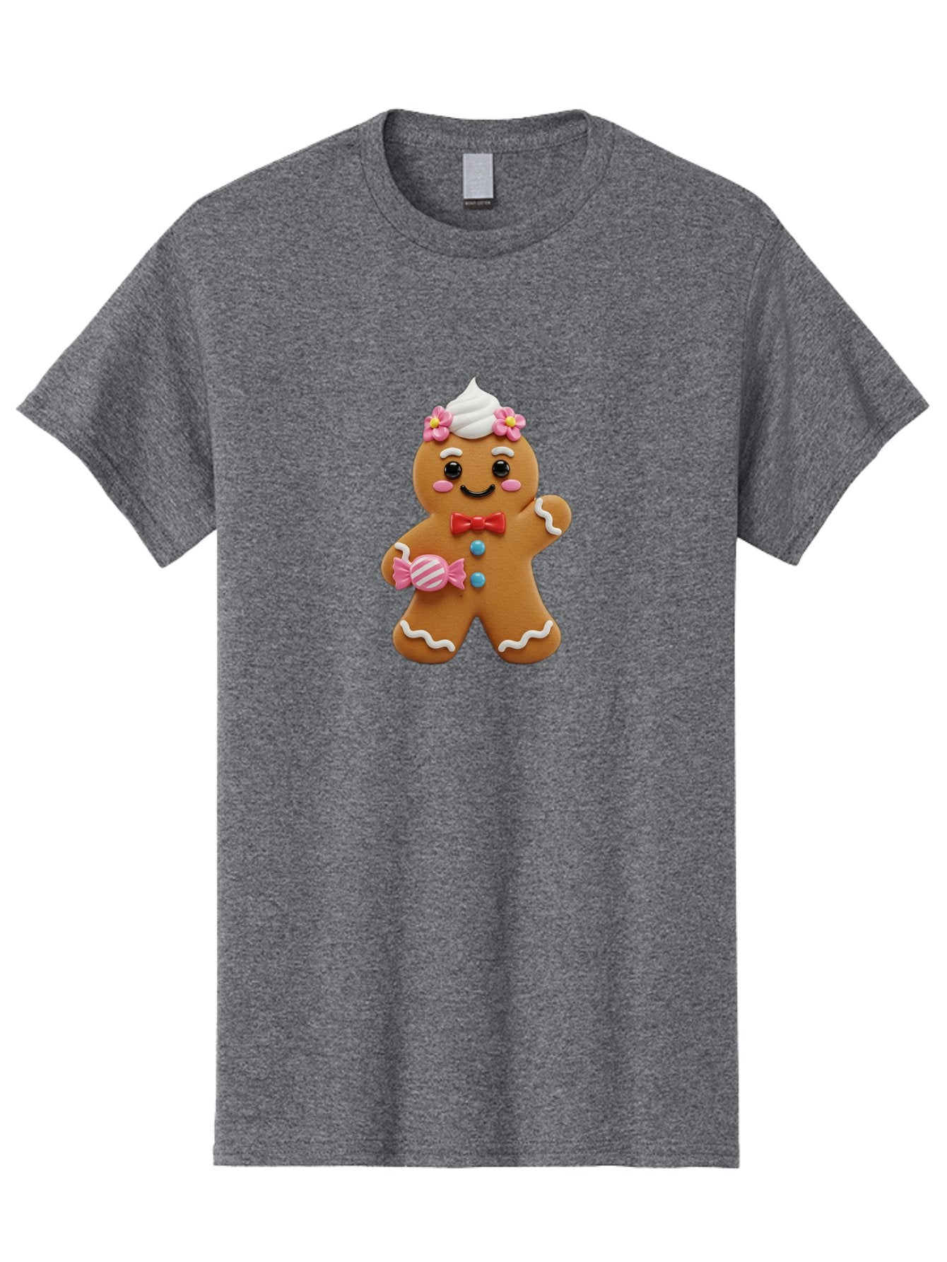 Gingerbread-Man-12 Men'S Graphic Tee, 100% Cotton, Comfortable Casual Summer Wear, Machine Washable, Gingerbread Man, Festive Cookie, Holiday Treat, Sweet Decoration, Christmas Dessert, Candy, Icing Details, Cartoonish Design, Bab944 12