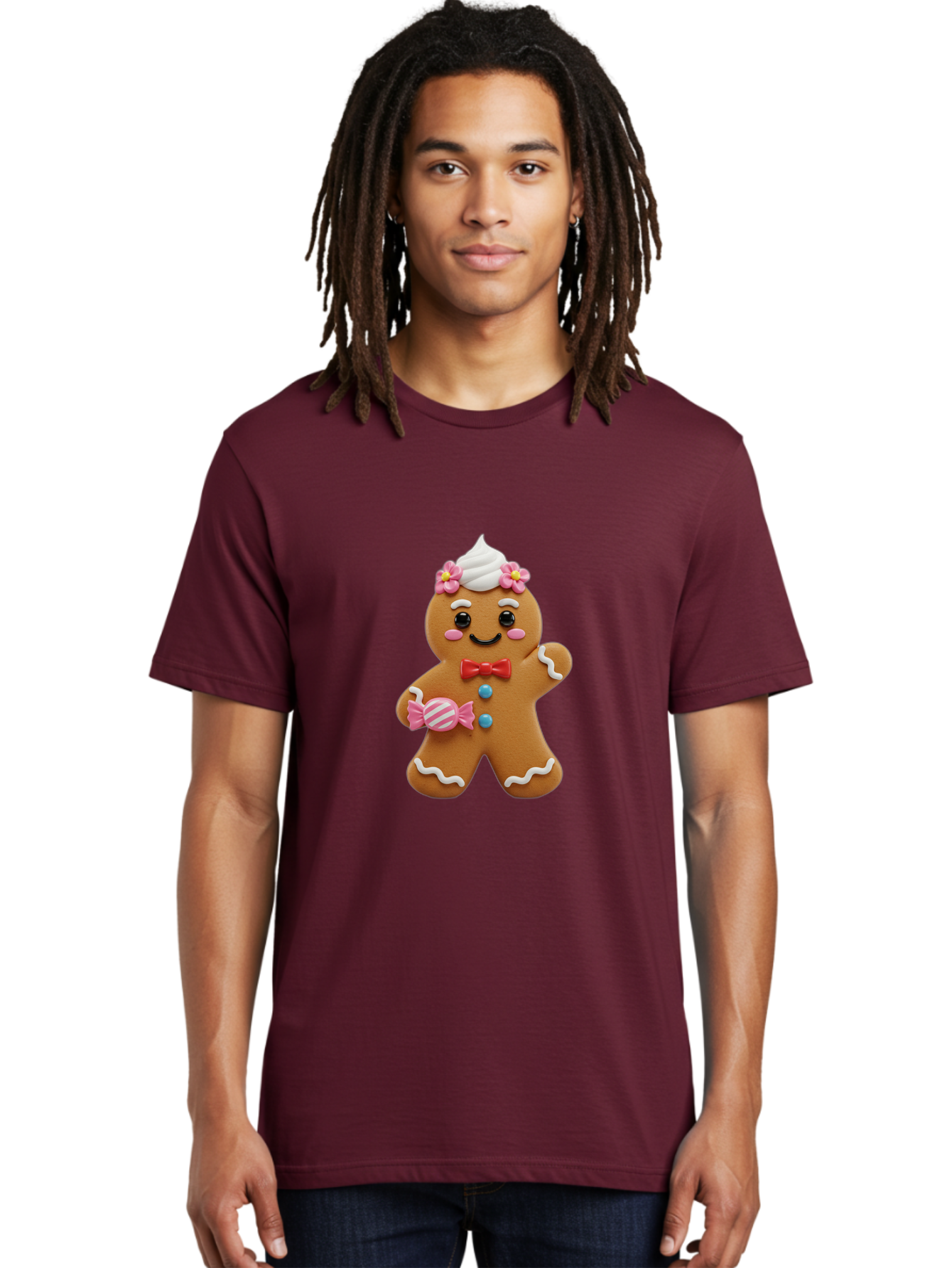 Gingerbread-Man-12 Men'S Graphic Tee, 100% Cotton, Comfortable Casual Summer Wear, Machine Washable, Gingerbread Man, Festive Cookie, Holiday Treat, Sweet Decoration, Christmas Dessert, Candy, Icing Details, Cartoonish Design, Bab944 29