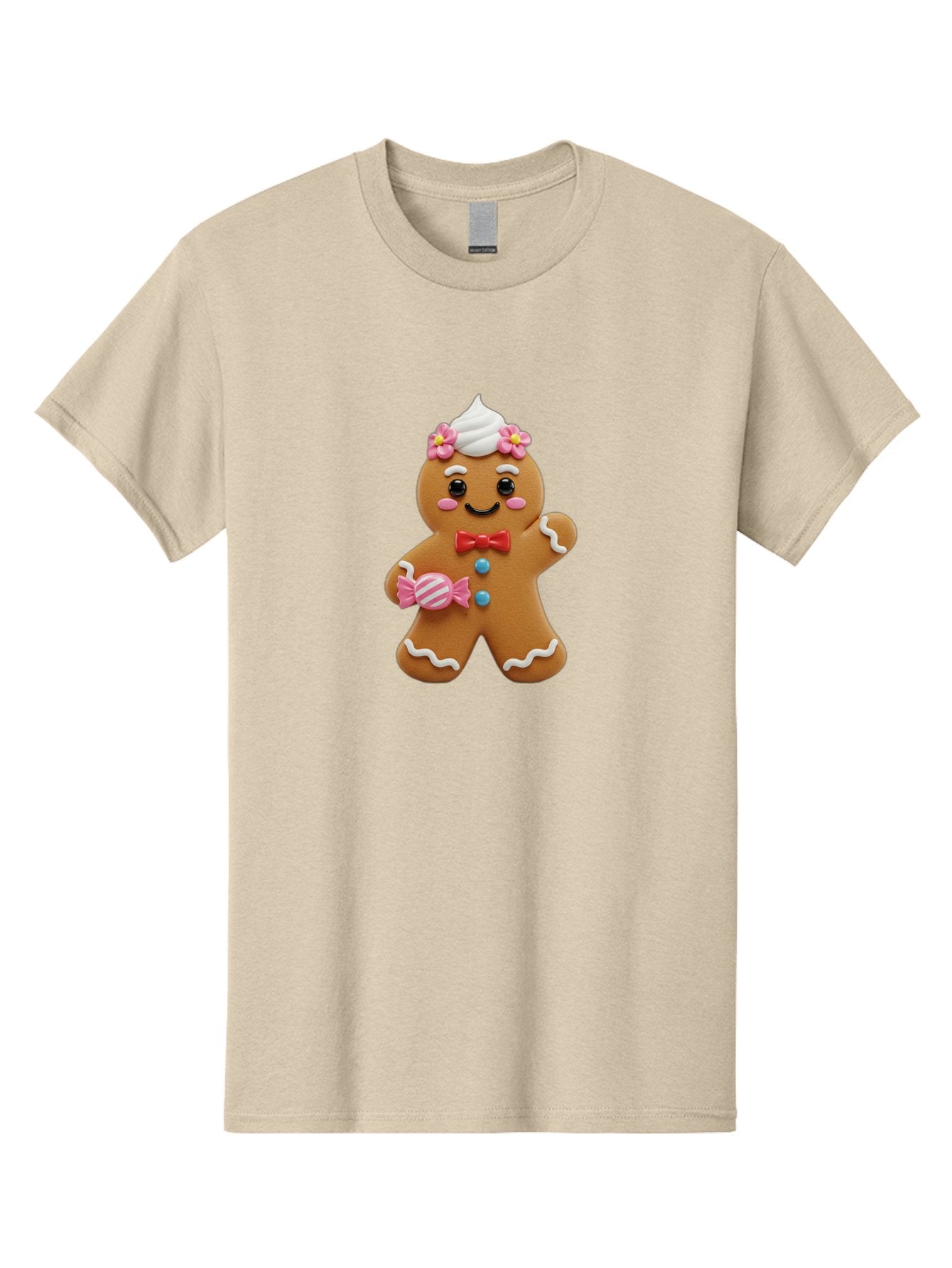 Gingerbread-Man-12 Men'S Graphic Tee, 100% Cotton, Comfortable Casual Summer Wear, Machine Washable, Gingerbread Man, Festive Cookie, Holiday Treat, Sweet Decoration, Christmas Dessert, Candy, Icing Details, Cartoonish Design, Bab944