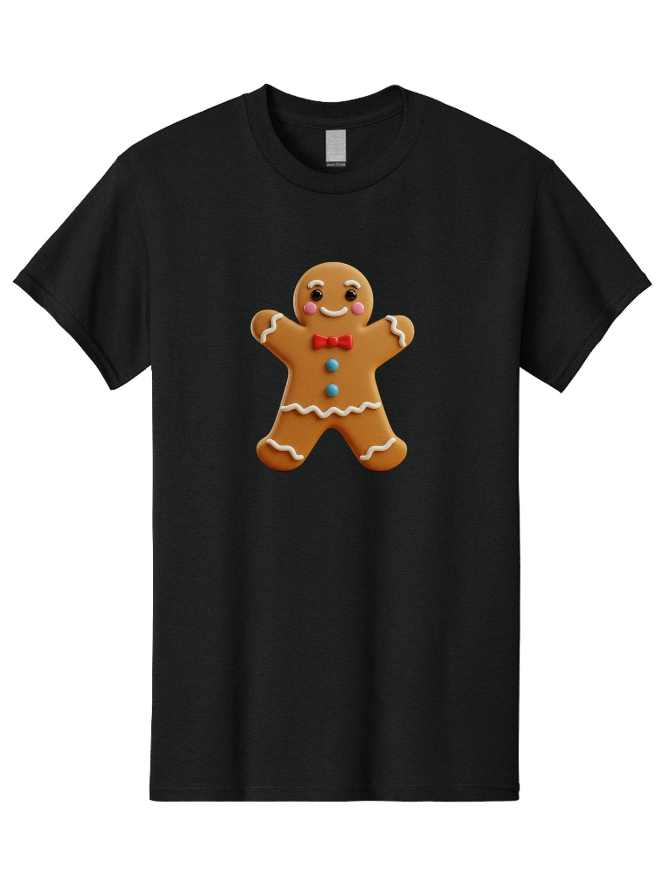 Gingerbread-Man-13 Men'S Graphic Tee, 100% Cotton, Comfortable Casual Summer Wear, Machine Washable, Cute Gingerbread Man, Christmas Cookie, Festive Treat, Red Bow Tie, White Icing, Blue Candy Buttons, Holiday Baking, Sweet Delight Bab945 12