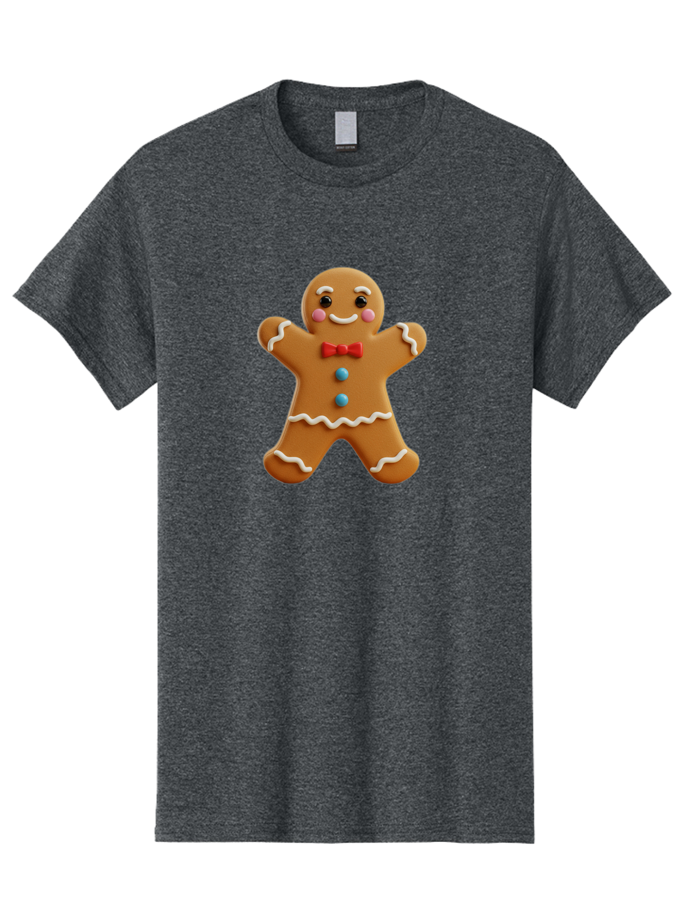 Gingerbread-Man-13 Men'S Graphic Tee, 100% Cotton, Comfortable Casual Summer Wear, Machine Washable, Cute Gingerbread Man, Christmas Cookie, Festive Treat, Red Bow Tie, White Icing, Blue Candy Buttons, Holiday Baking, Sweet Delight Bab945 14