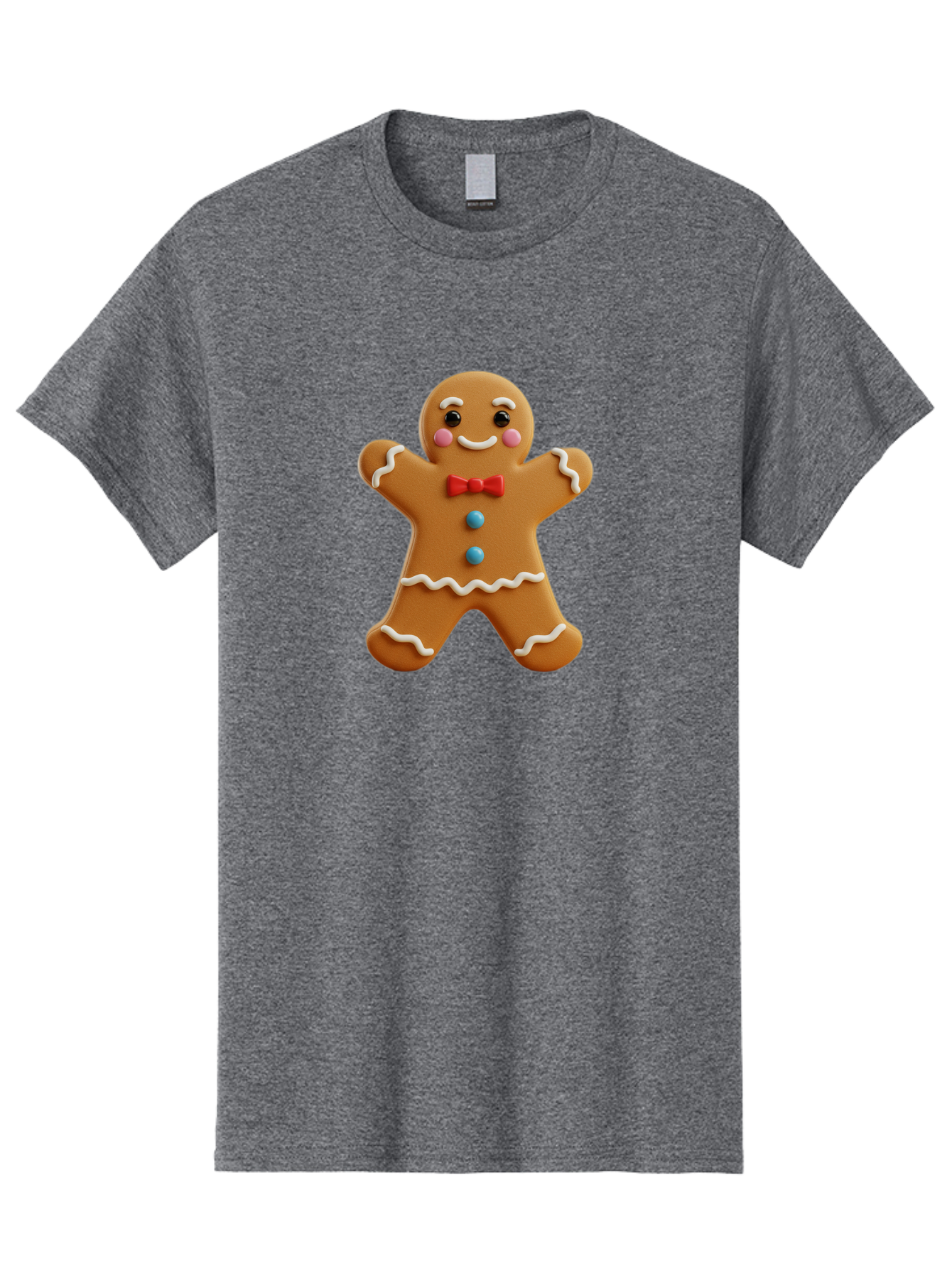 Gingerbread-Man-13 Men'S Graphic Tee, 100% Cotton, Comfortable Casual Summer Wear, Machine Washable, Cute Gingerbread Man, Christmas Cookie, Festive Treat, Red Bow Tie, White Icing, Blue Candy Buttons, Holiday Baking, Sweet Delight Bab945 13