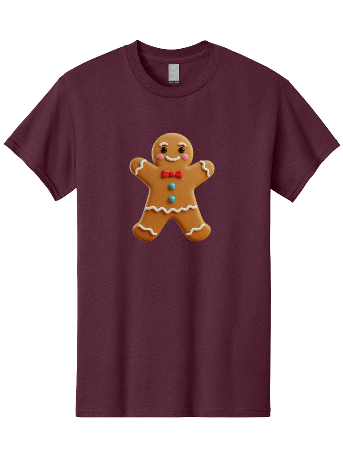 Gingerbread-Man-13 Men'S Graphic Tee, 100% Cotton, Comfortable Casual Summer Wear, Machine Washable, Cute Gingerbread Man, Christmas Cookie, Festive Treat, Red Bow Tie, White Icing, Blue Candy Buttons, Holiday Baking, Sweet Delight Bab945 5