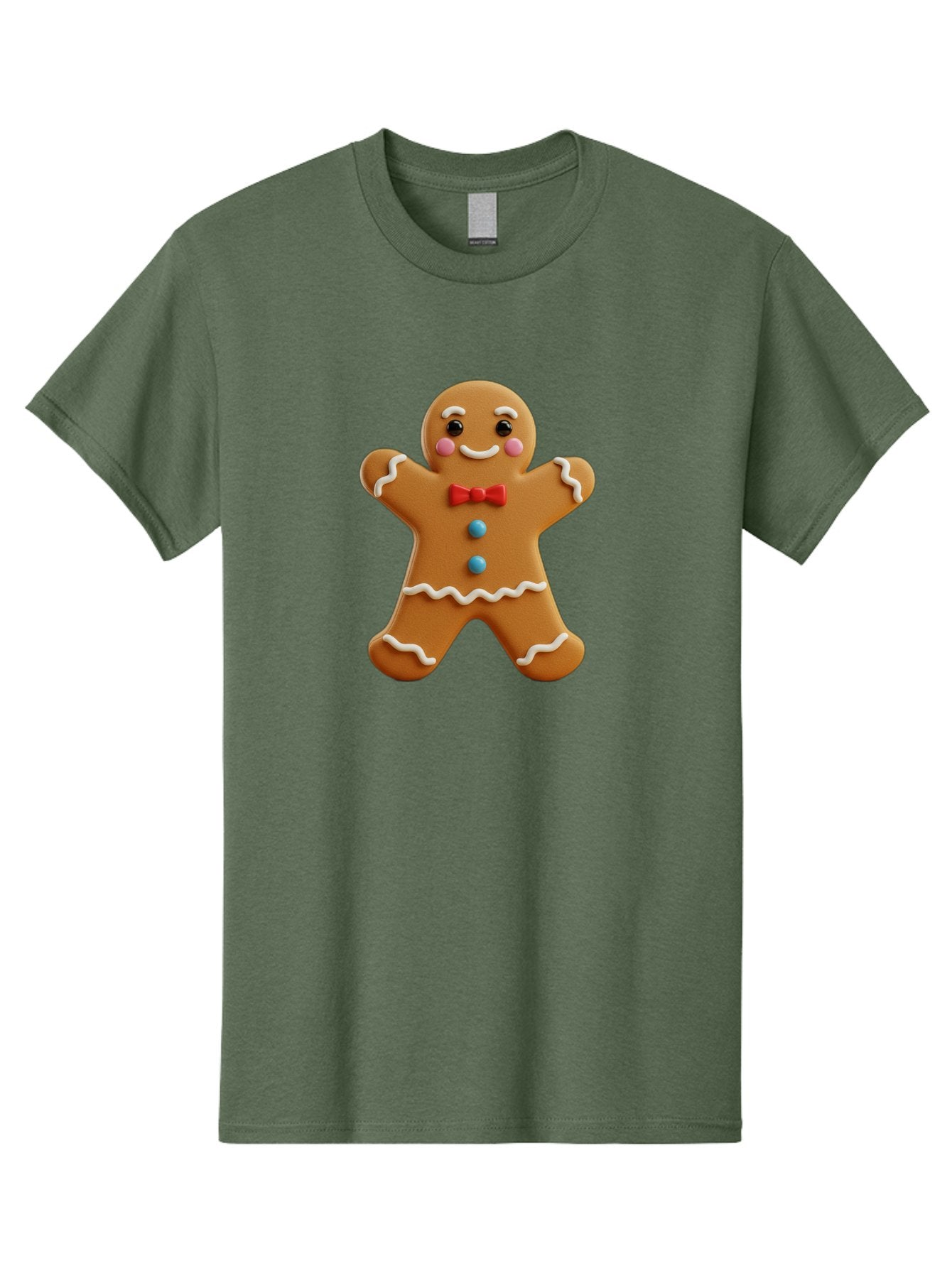 Gingerbread-Man-13 Men'S Graphic Tee, 100% Cotton, Comfortable Casual Summer Wear, Machine Washable, Cute Gingerbread Man, Christmas Cookie, Festive Treat, Red Bow Tie, White Icing, Blue Candy Buttons, Holiday Baking, Sweet Delight Bab945 5