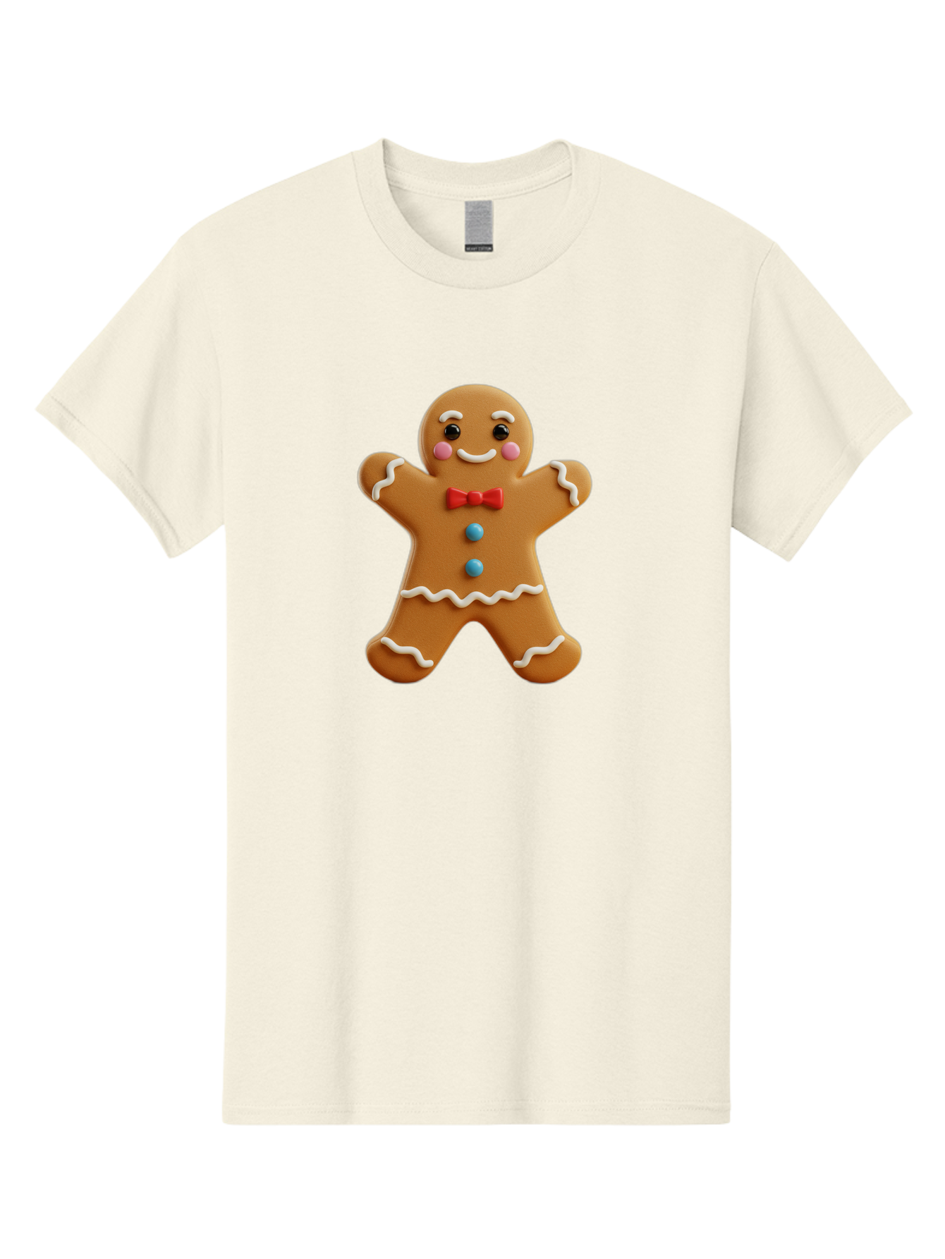 Gingerbread-Man-13 Men'S Graphic Tee, 100% Cotton, Comfortable Casual Summer Wear, Machine Washable, Cute Gingerbread Man, Christmas Cookie, Festive Treat, Red Bow Tie, White Icing, Blue Candy Buttons, Holiday Baking, Sweet Delight Bab945 15