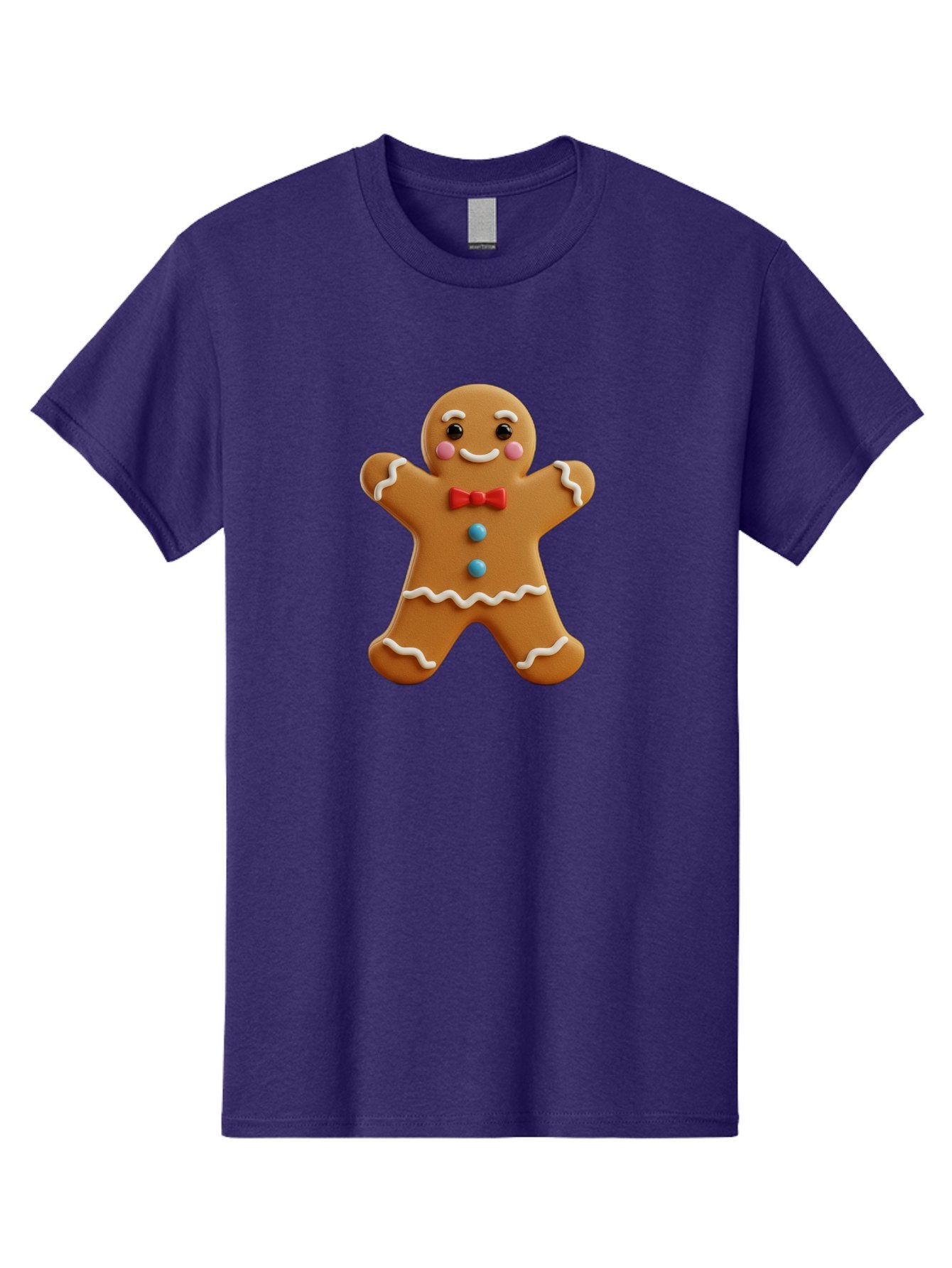 Gingerbread-Man-13 Men'S Graphic Tee, 100% Cotton, Comfortable Casual Summer Wear, Machine Washable, Cute Gingerbread Man, Christmas Cookie, Festive Treat, Red Bow Tie, White Icing, Blue Candy Buttons, Holiday Baking, Sweet Delight Bab945