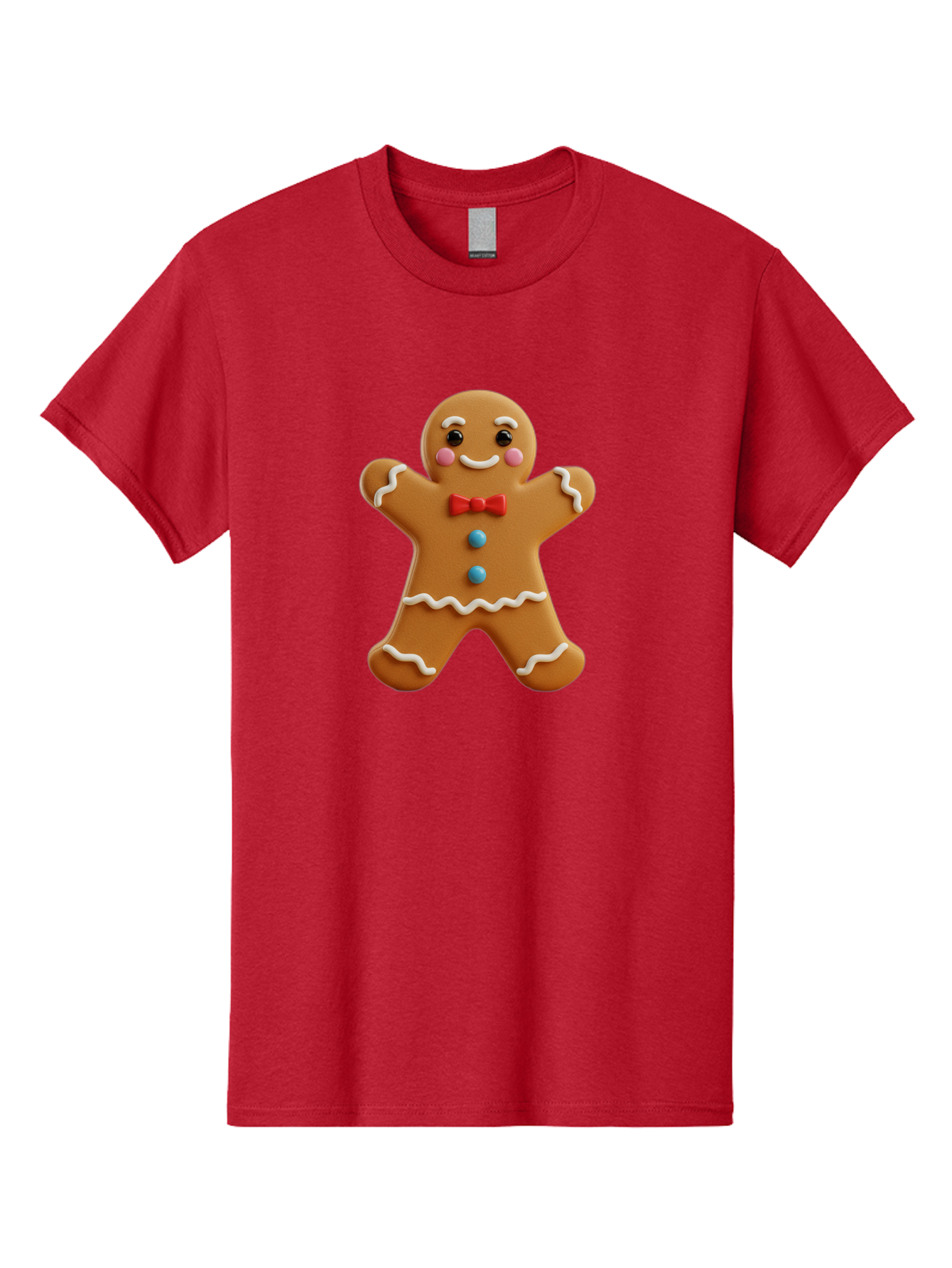 Gingerbread-Man-13 Men'S Graphic Tee, 100% Cotton, Comfortable Casual Summer Wear, Machine Washable, Cute Gingerbread Man, Christmas Cookie, Festive Treat, Red Bow Tie, White Icing, Blue Candy Buttons, Holiday Baking, Sweet Delight Bab945
