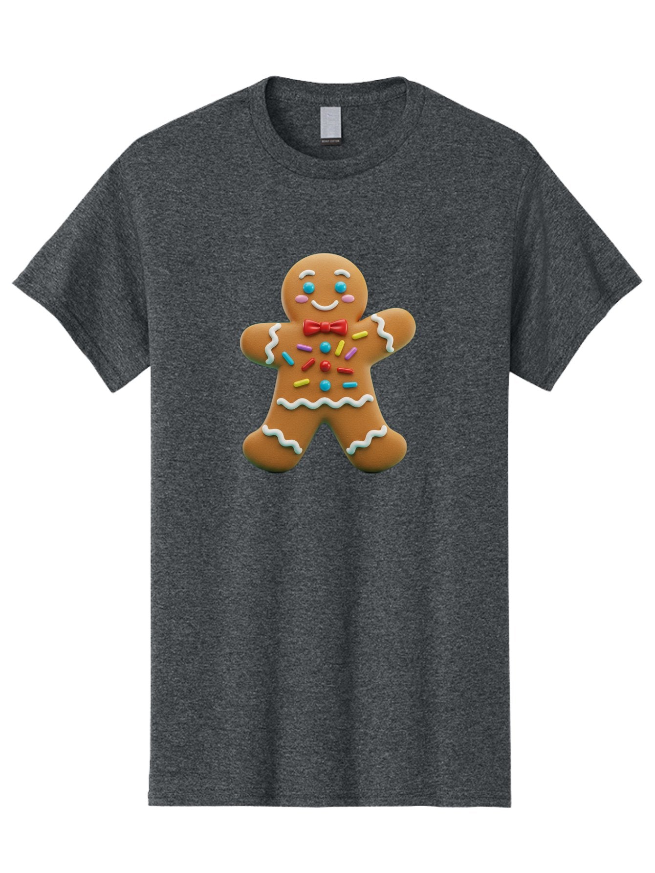 Gingerbread-Man-14 Men'S Graphic Tee, 100% Cotton, Comfortable Casual Summer Wear, Machine Washable, Gingerbread Man, Holiday Treat, Cookie Decoration, Colorful Sprinkles, Red Bow Tie, Happy Face, Festive Character, Baked Goods, Sweet Delight, Bab946 9