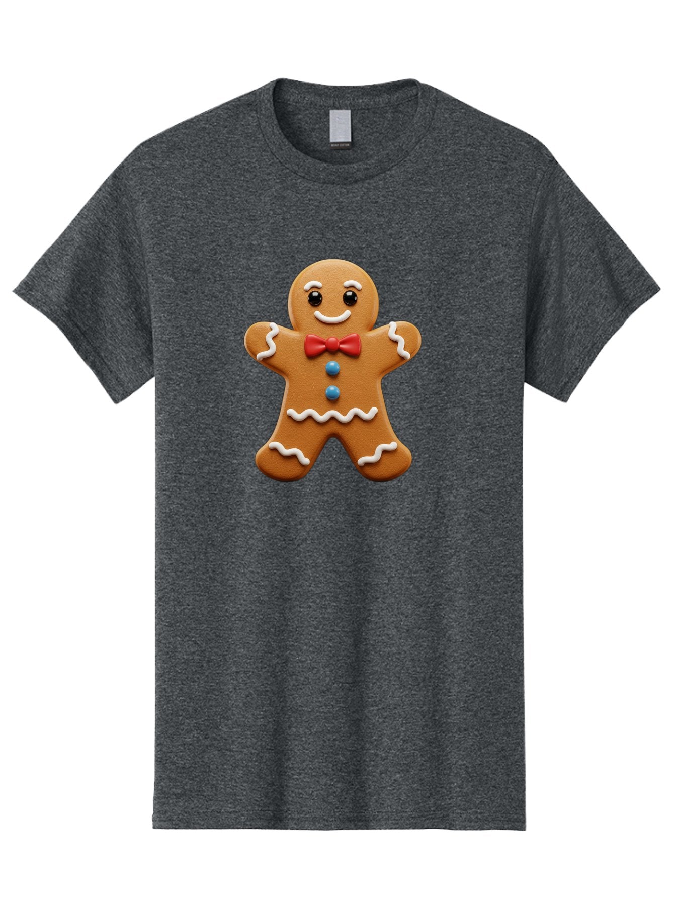Gingerbread-Man-15 Men'S Graphic Tee, 100% Cotton, Comfortable Casual Summer Wear, Machine Washable, Gingerbread Man, Christmas Cookie, Red Bow Tie, White Icing, Blue Buttons, Festive Treat, Holiday Baking, Sweet Delight, Winter Wonderland Bab947 4