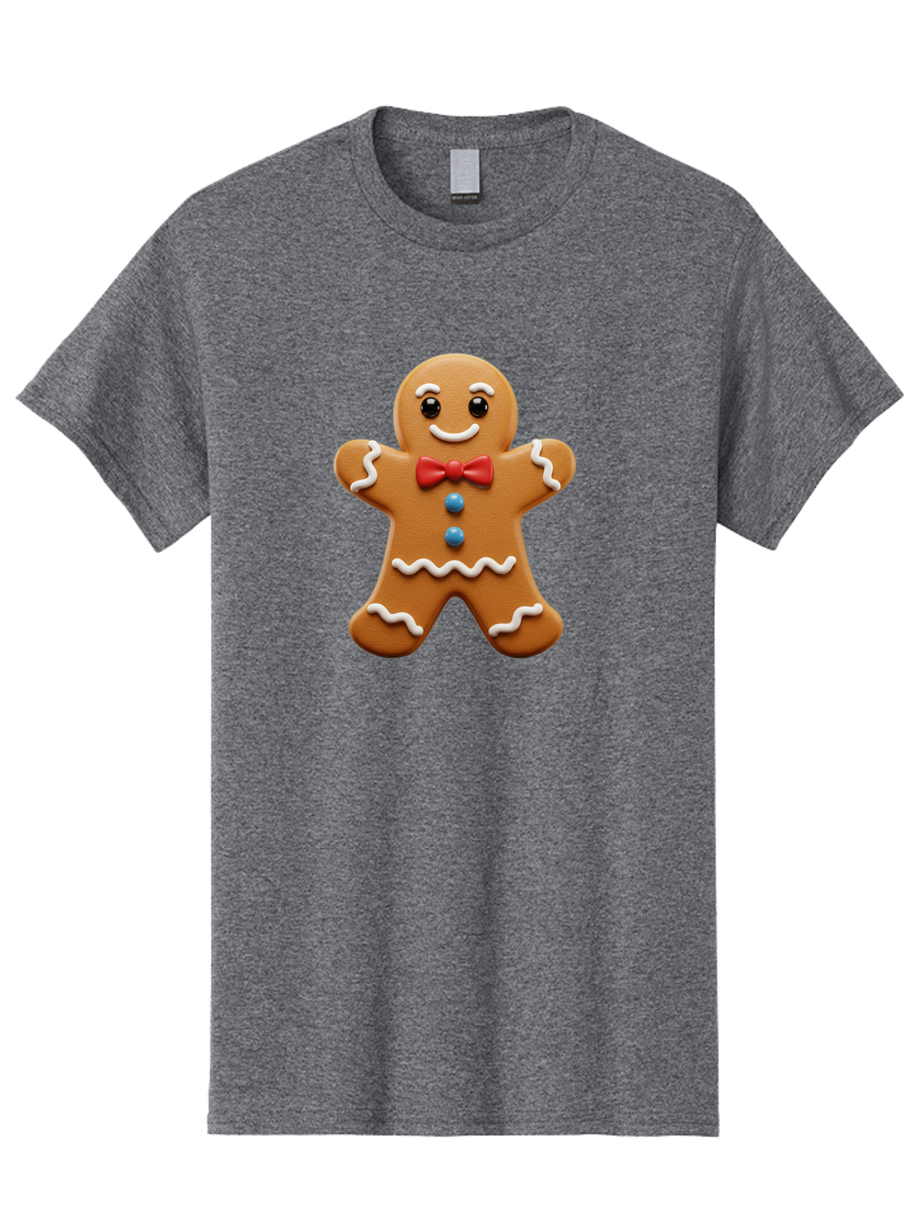 Gingerbread-Man-15 Men'S Graphic Tee, 100% Cotton, Comfortable Casual Summer Wear, Machine Washable, Gingerbread Man, Christmas Cookie, Red Bow Tie, White Icing, Blue Buttons, Festive Treat, Holiday Baking, Sweet Delight, Winter Wonderland Bab947 6