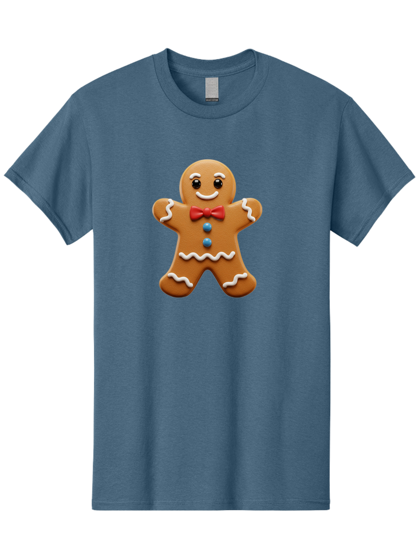 Gingerbread-Man-15 Men'S Graphic Tee, 100% Cotton, Comfortable Casual Summer Wear, Machine Washable, Gingerbread Man, Christmas Cookie, Red Bow Tie, White Icing, Blue Buttons, Festive Treat, Holiday Baking, Sweet Delight, Winter Wonderland Bab947 14