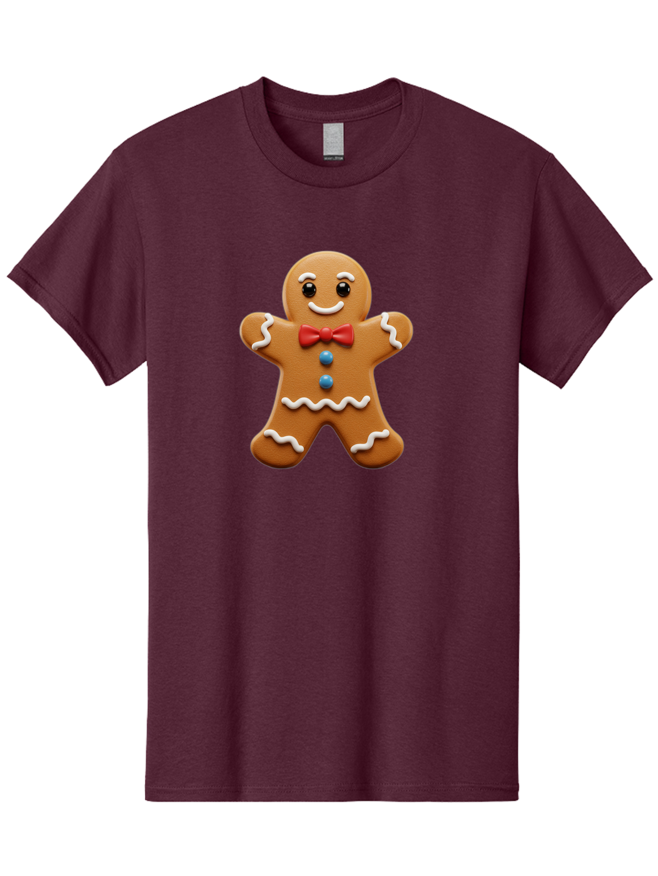 Gingerbread-Man-15 Men'S Graphic Tee, 100% Cotton, Comfortable Casual Summer Wear, Machine Washable, Gingerbread Man, Christmas Cookie, Red Bow Tie, White Icing, Blue Buttons, Festive Treat, Holiday Baking, Sweet Delight, Winter Wonderland Bab947 12