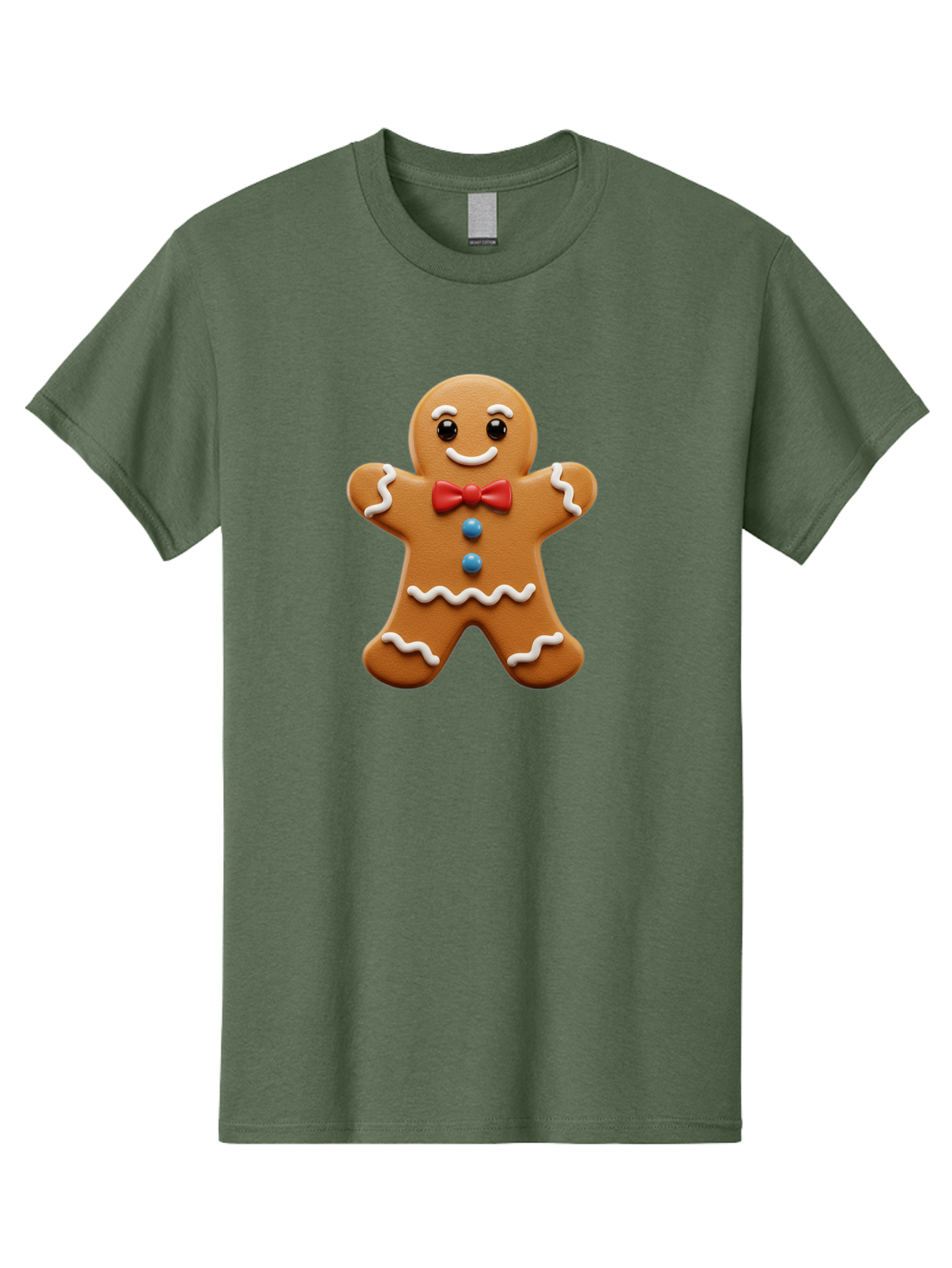 Gingerbread-Man-15 Men'S Graphic Tee, 100% Cotton, Comfortable Casual Summer Wear, Machine Washable, Gingerbread Man, Christmas Cookie, Red Bow Tie, White Icing, Blue Buttons, Festive Treat, Holiday Baking, Sweet Delight, Winter Wonderland Bab947 10