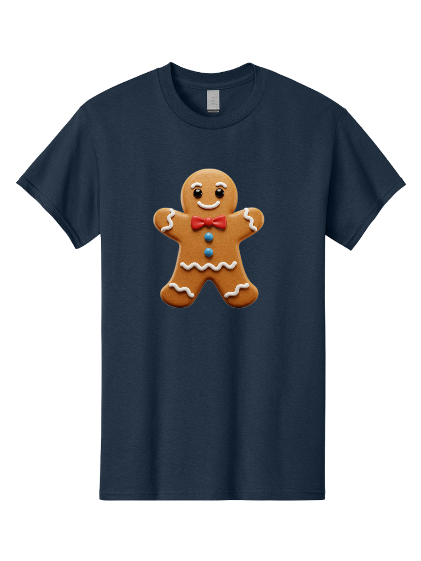 Gingerbread-Man-15 Men'S Graphic Tee, 100% Cotton, Comfortable Casual Summer Wear, Machine Washable, Gingerbread Man, Christmas Cookie, Red Bow Tie, White Icing, Blue Buttons, Festive Treat, Holiday Baking, Sweet Delight, Winter Wonderland Bab947 9