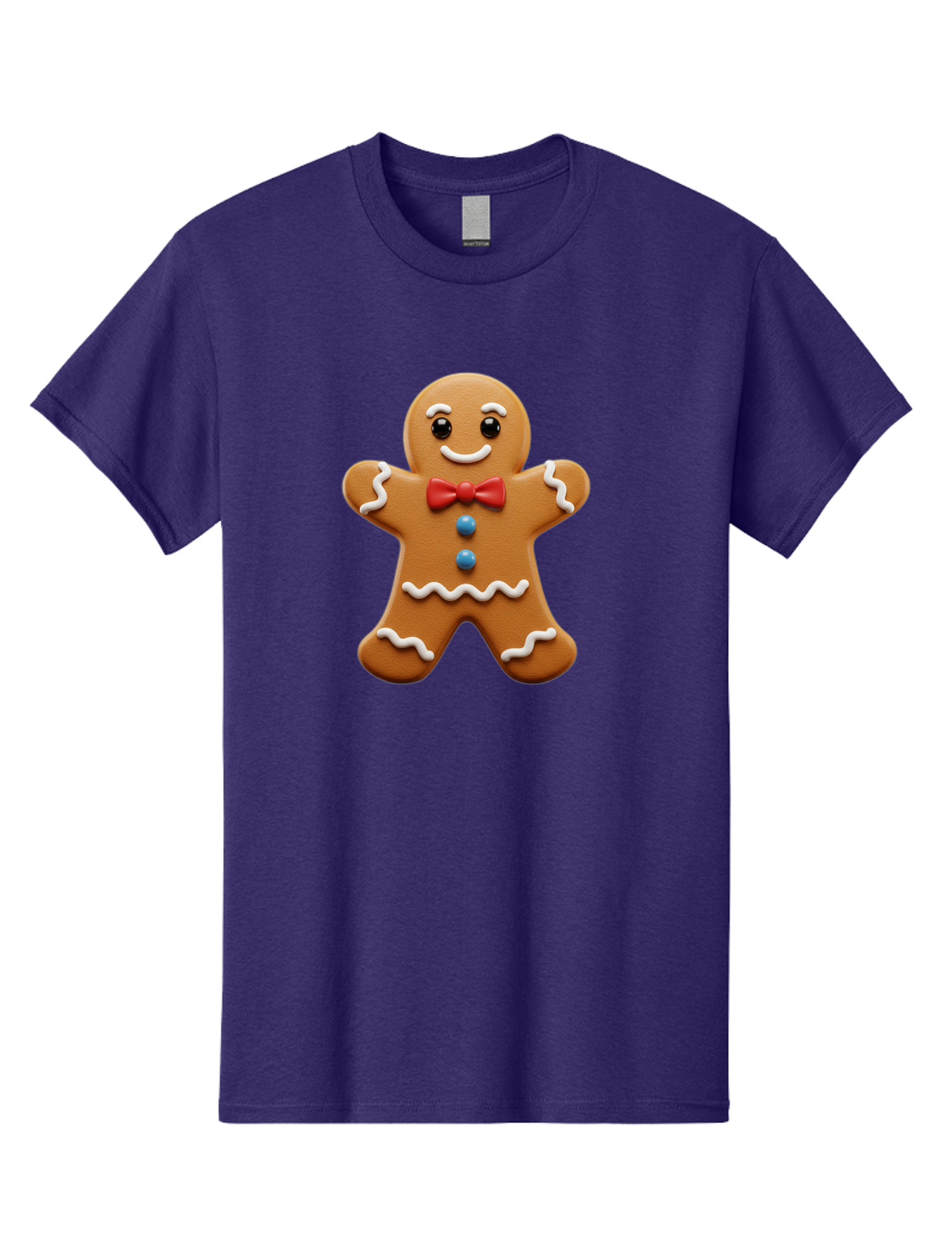 Gingerbread-Man-15 Men'S Graphic Tee, 100% Cotton, Comfortable Casual Summer Wear, Machine Washable, Gingerbread Man, Christmas Cookie, Red Bow Tie, White Icing, Blue Buttons, Festive Treat, Holiday Baking, Sweet Delight, Winter Wonderland Bab947 15