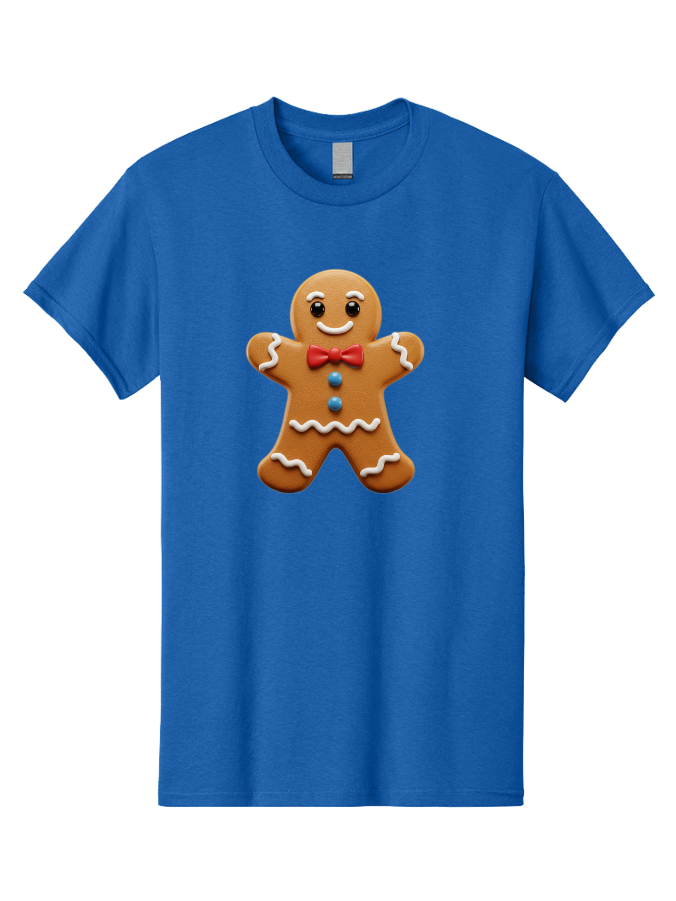 Gingerbread-Man-15 Men'S Graphic Tee, 100% Cotton, Comfortable Casual Summer Wear, Machine Washable, Gingerbread Man, Christmas Cookie, Red Bow Tie, White Icing, Blue Buttons, Festive Treat, Holiday Baking, Sweet Delight, Winter Wonderland Bab947 11