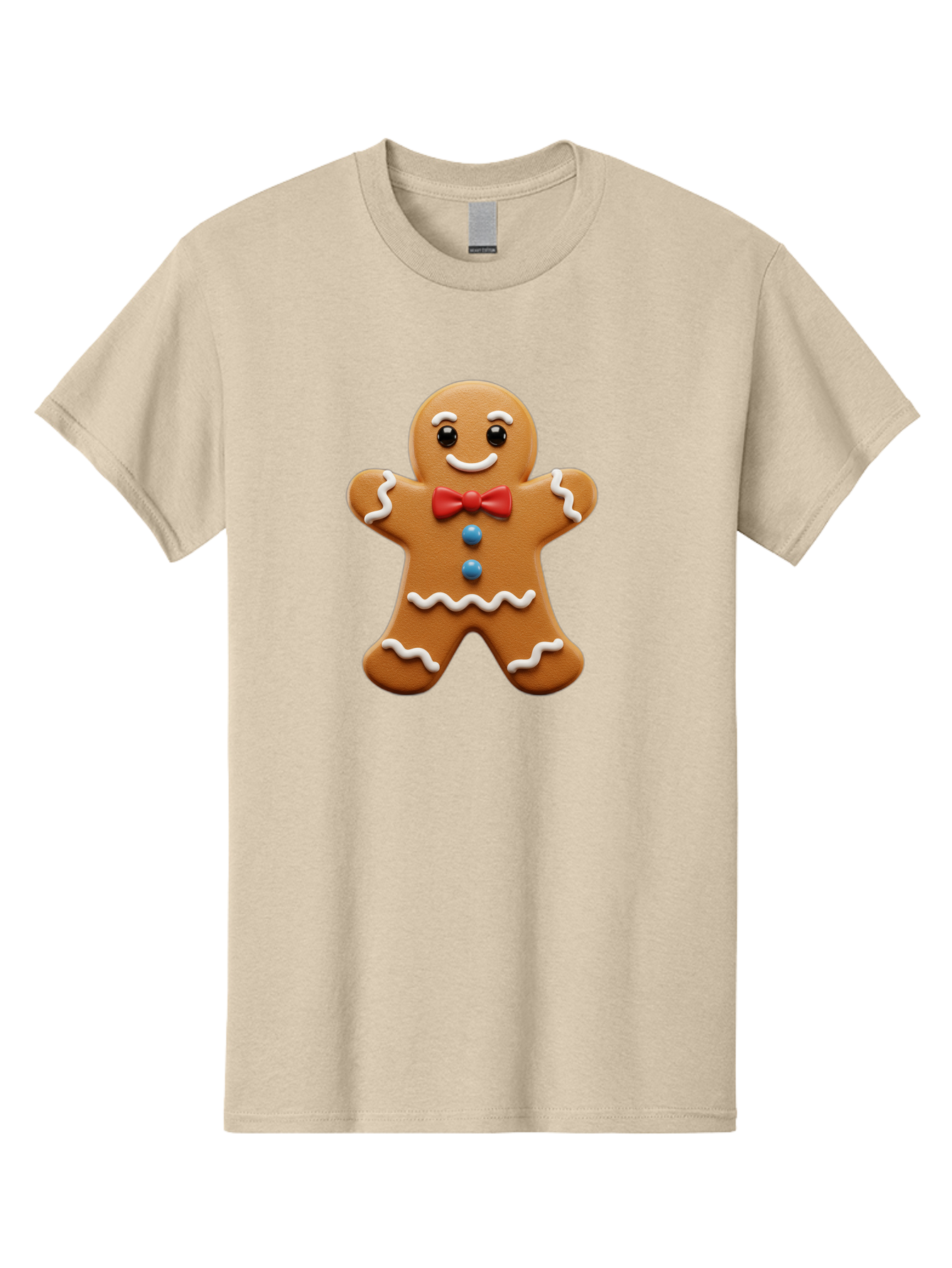 Gingerbread-Man-15 Men'S Graphic Tee, 100% Cotton, Comfortable Casual Summer Wear, Machine Washable, Gingerbread Man, Christmas Cookie, Red Bow Tie, White Icing, Blue Buttons, Festive Treat, Holiday Baking, Sweet Delight, Winter Wonderland Bab947 8