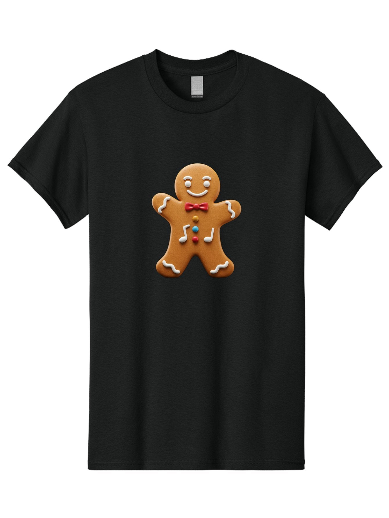 Gingerbread-Man-16 Men'S Graphic Tee, 100% Cotton, Comfortable Casual Summer Wear, Machine Washable, Gingerbread Man, Holiday Treat, Festive Cookie, Christmas Baking, Sweet Decoration, Icing Details, Candy Buttons, Red Bow Tie, White Icing Bab948 5