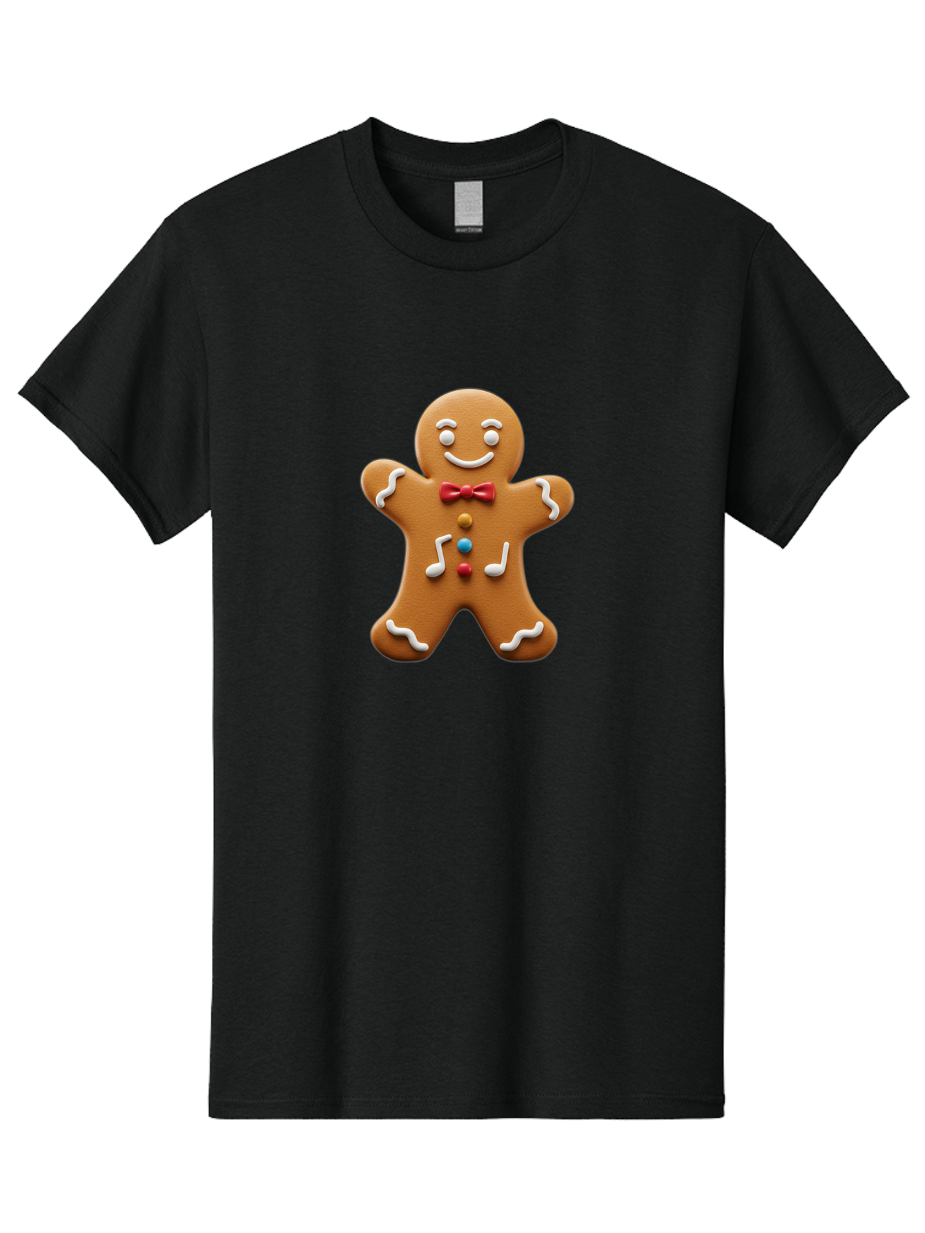 Gingerbread-Man-16 Men'S Graphic Tee, 100% Cotton, Comfortable Casual Summer Wear, Machine Washable, Gingerbread Man, Holiday Treat, Festive Cookie, Christmas Baking, Sweet Decoration, Icing Details, Candy Buttons, Red Bow Tie, White Icing Bab948 8