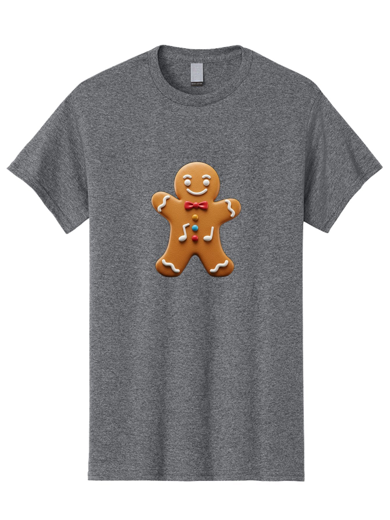 Gingerbread-Man-16 Men'S Graphic Tee, 100% Cotton, Comfortable Casual Summer Wear, Machine Washable, Gingerbread Man, Holiday Treat, Festive Cookie, Christmas Baking, Sweet Decoration, Icing Details, Candy Buttons, Red Bow Tie, White Icing Bab948 9
