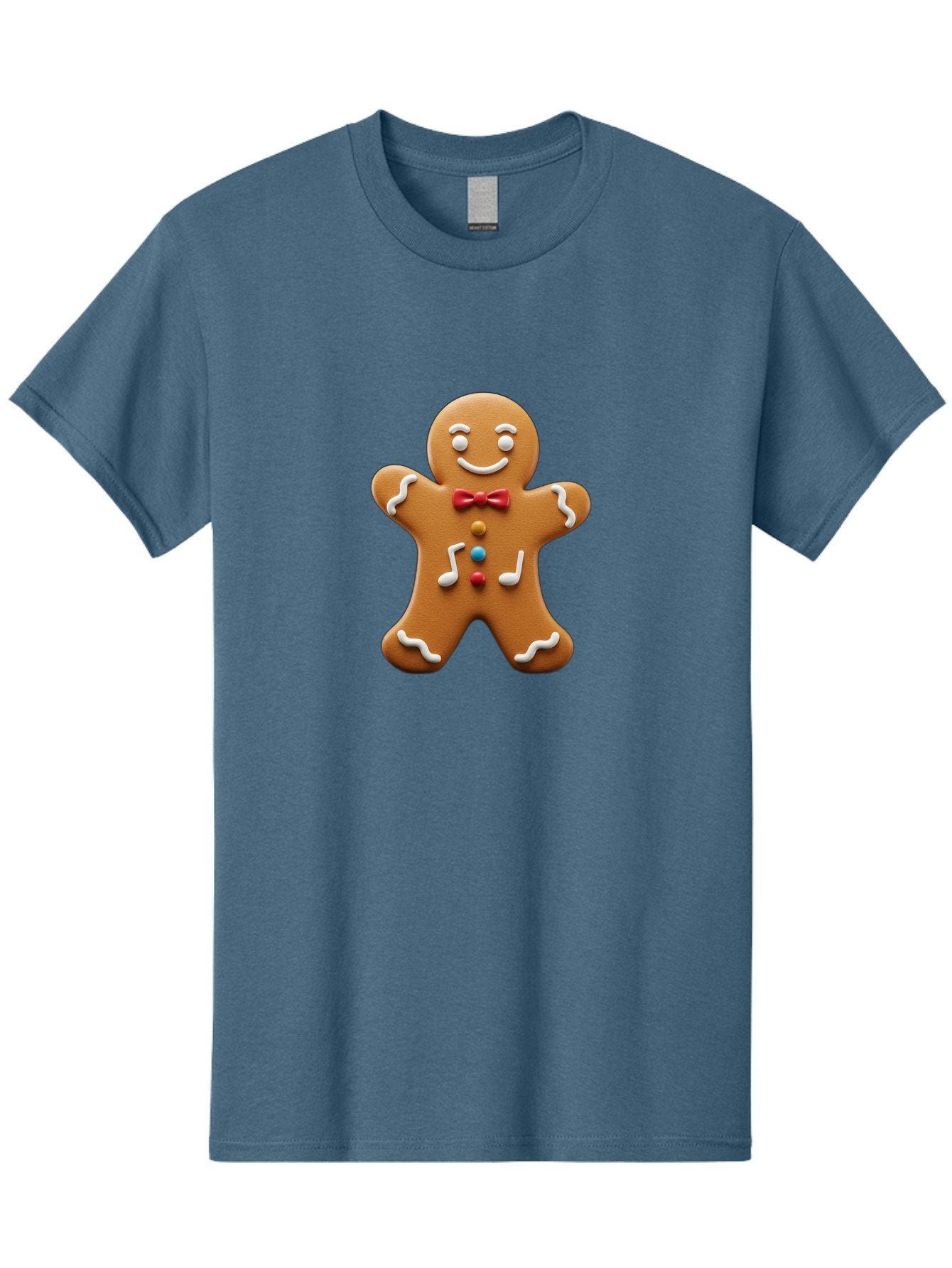 Gingerbread-Man-16 Men'S Graphic Tee, 100% Cotton, Comfortable Casual Summer Wear, Machine Washable, Gingerbread Man, Holiday Treat, Festive Cookie, Christmas Baking, Sweet Decoration, Icing Details, Candy Buttons, Red Bow Tie, White Icing Bab948 14