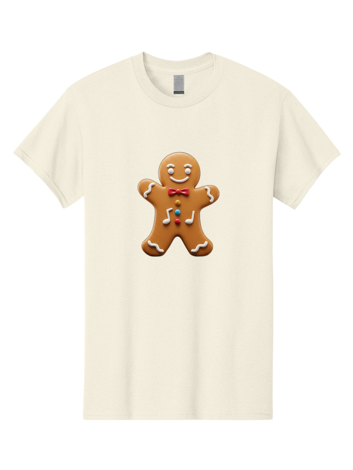 Gingerbread-Man-16 Men'S Graphic Tee, 100% Cotton, Comfortable Casual Summer Wear, Machine Washable, Gingerbread Man, Holiday Treat, Festive Cookie, Christmas Baking, Sweet Decoration, Icing Details, Candy Buttons, Red Bow Tie, White Icing Bab948 6