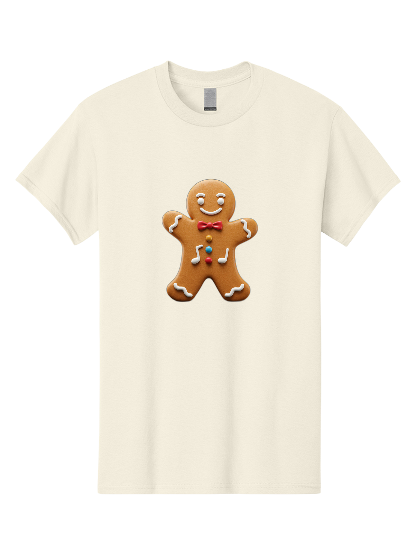 Gingerbread-Man-16 Men'S Graphic Tee, 100% Cotton, Comfortable Casual Summer Wear, Machine Washable, Gingerbread Man, Holiday Treat, Festive Cookie, Christmas Baking, Sweet Decoration, Icing Details, Candy Buttons, Red Bow Tie, White Icing Bab948 7
