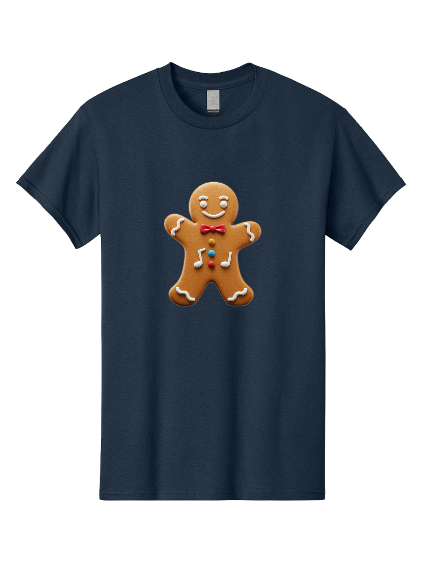 Gingerbread-Man-16 Men'S Graphic Tee, 100% Cotton, Comfortable Casual Summer Wear, Machine Washable, Gingerbread Man, Holiday Treat, Festive Cookie, Christmas Baking, Sweet Decoration, Icing Details, Candy Buttons, Red Bow Tie, White Icing Bab948 10